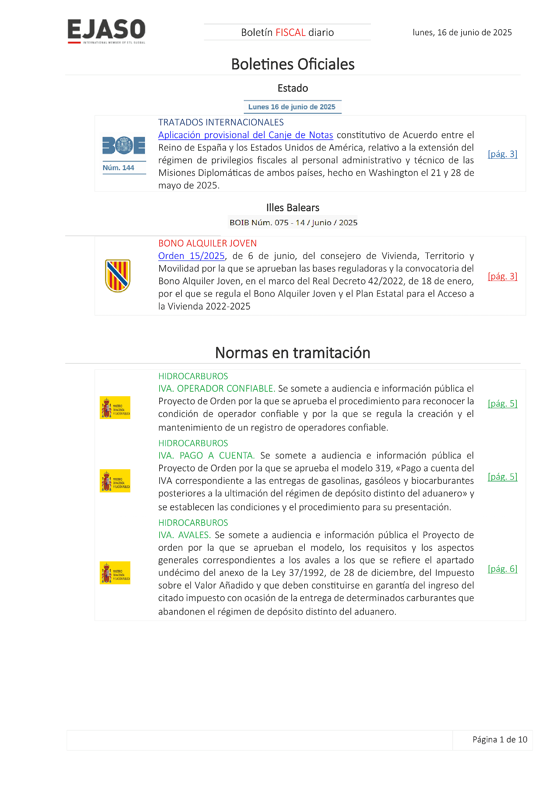 Boletín fiscal 16/06/2025