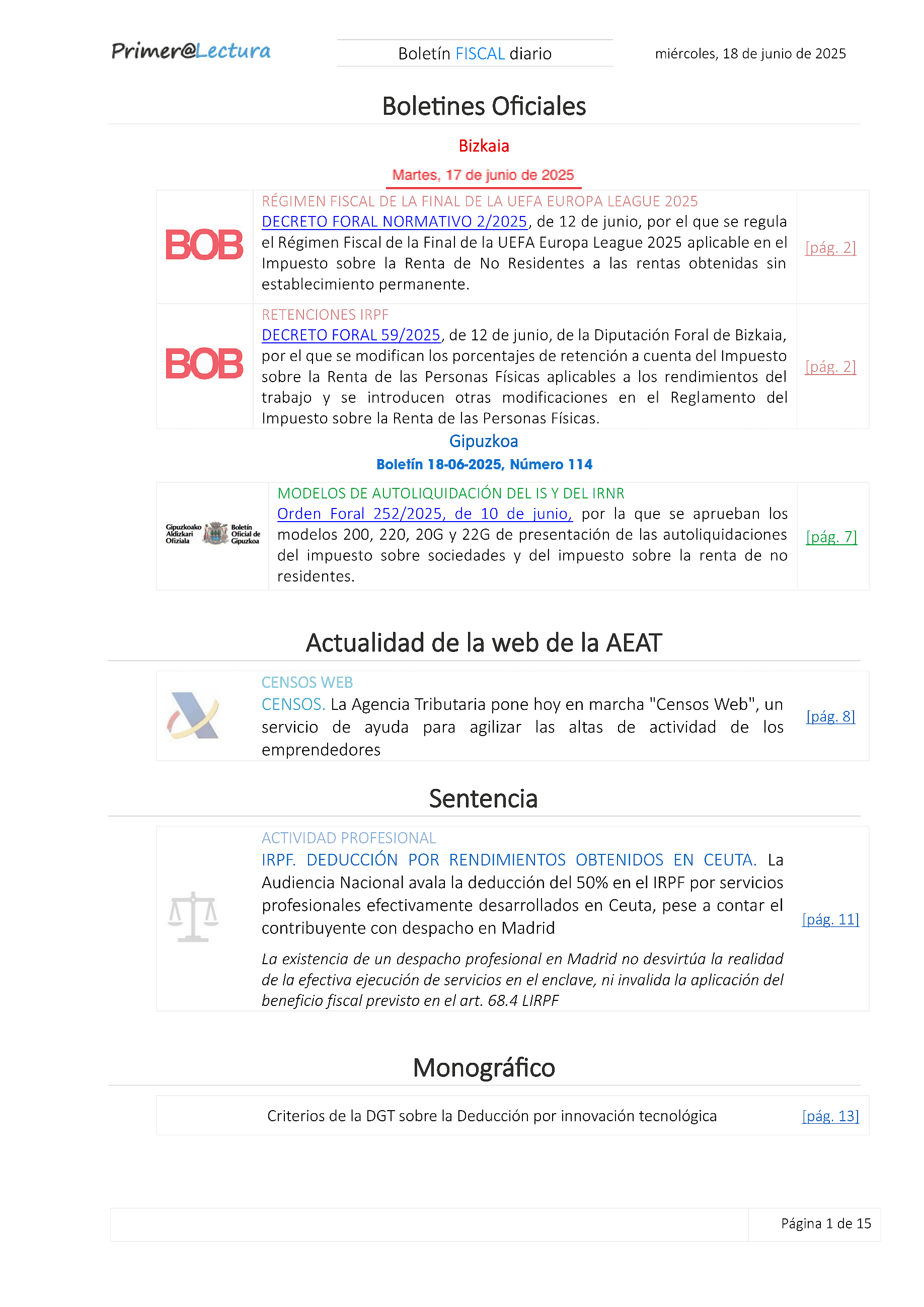 Boletín fiscal 18/06/2025