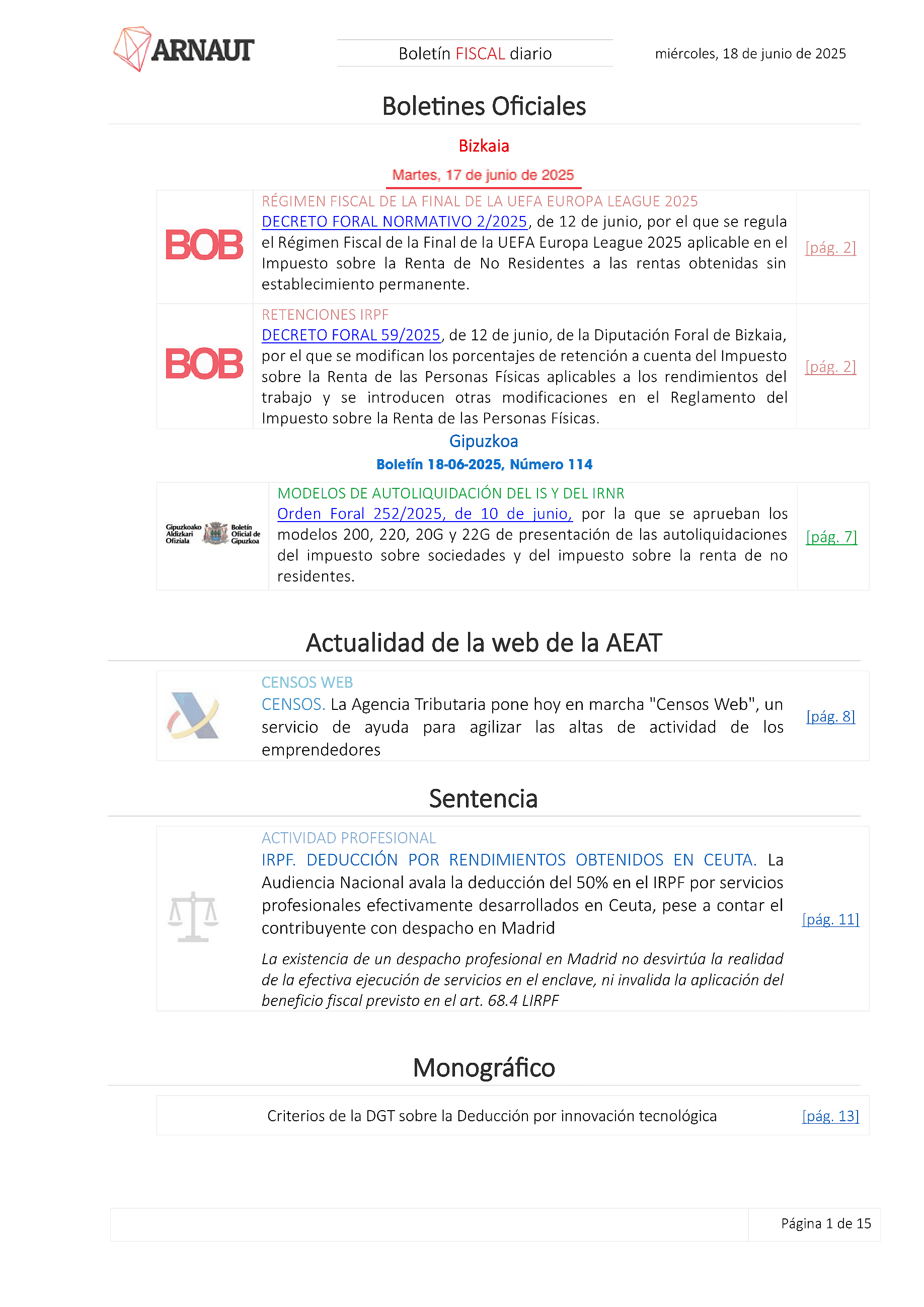 Boletín fiscal 18/06/2025