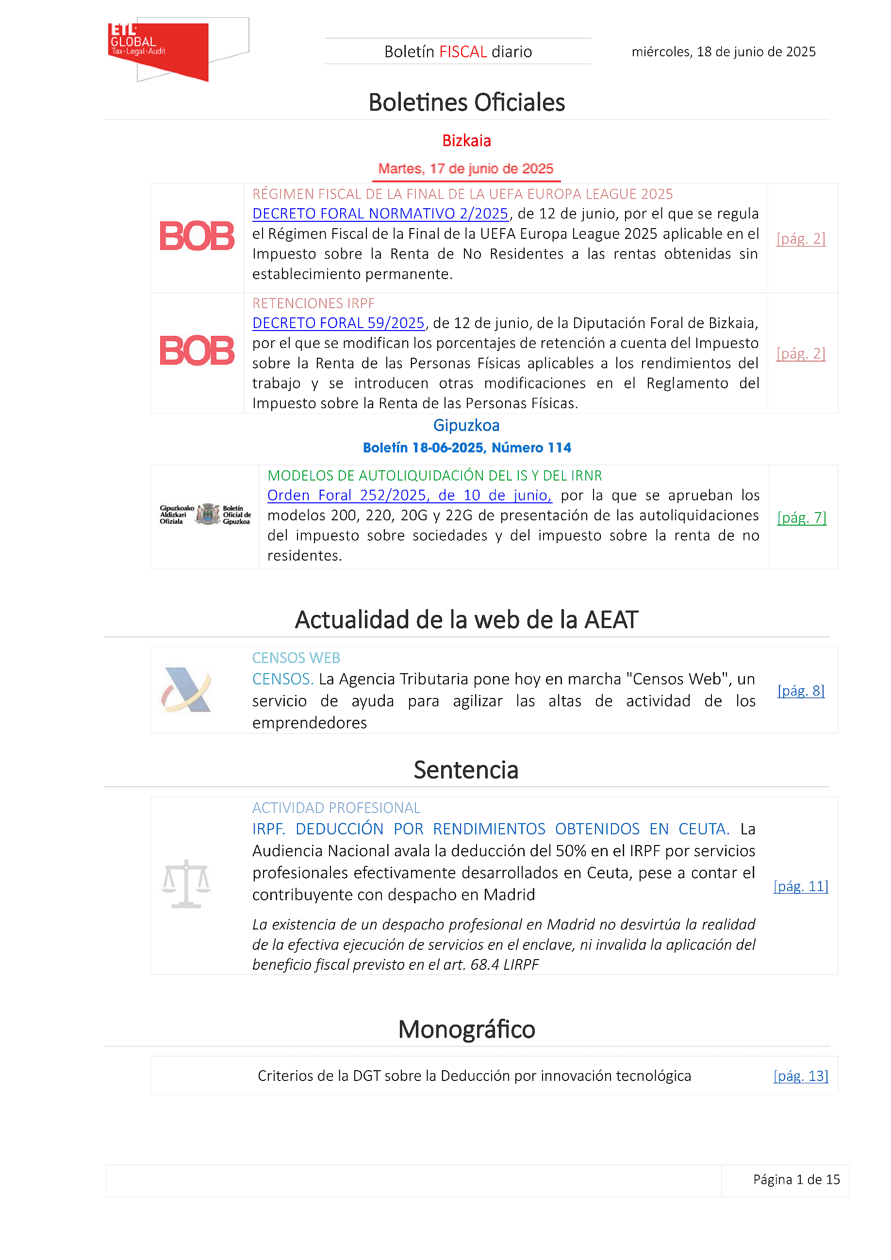 Boletín fiscal 18/06/2025