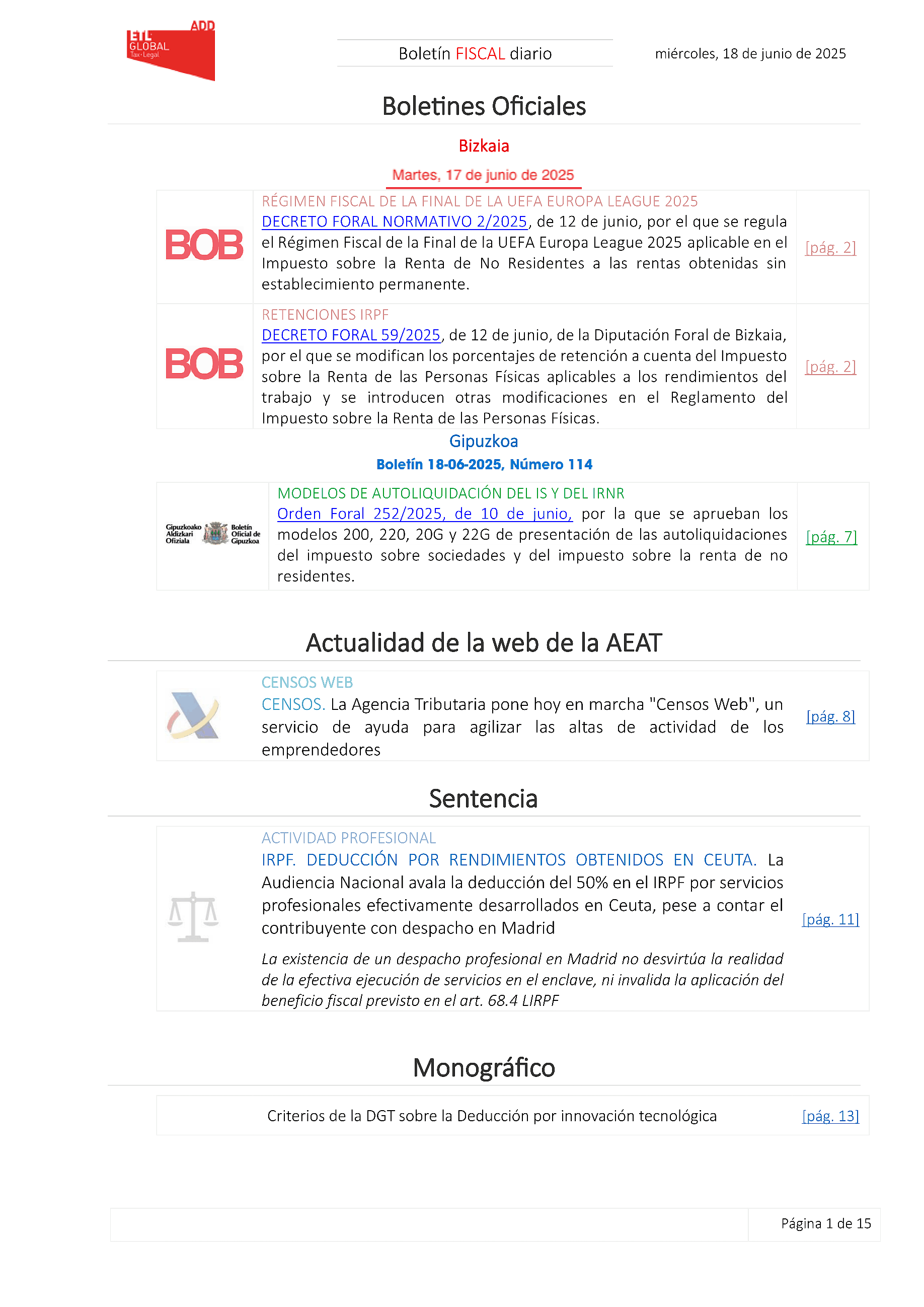 Boletín fiscal 18/06/2025