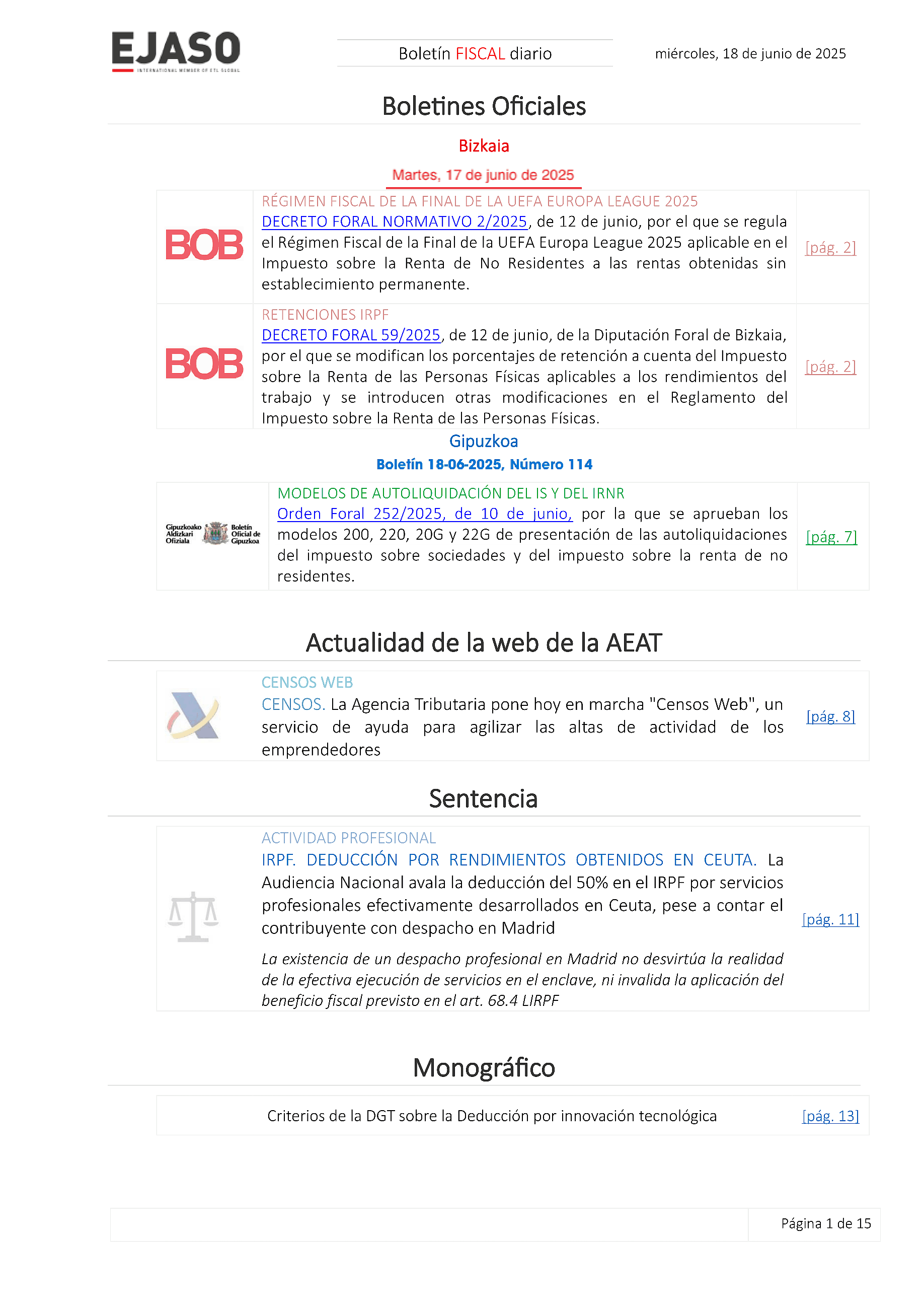 Boletín fiscal 18/06/2025