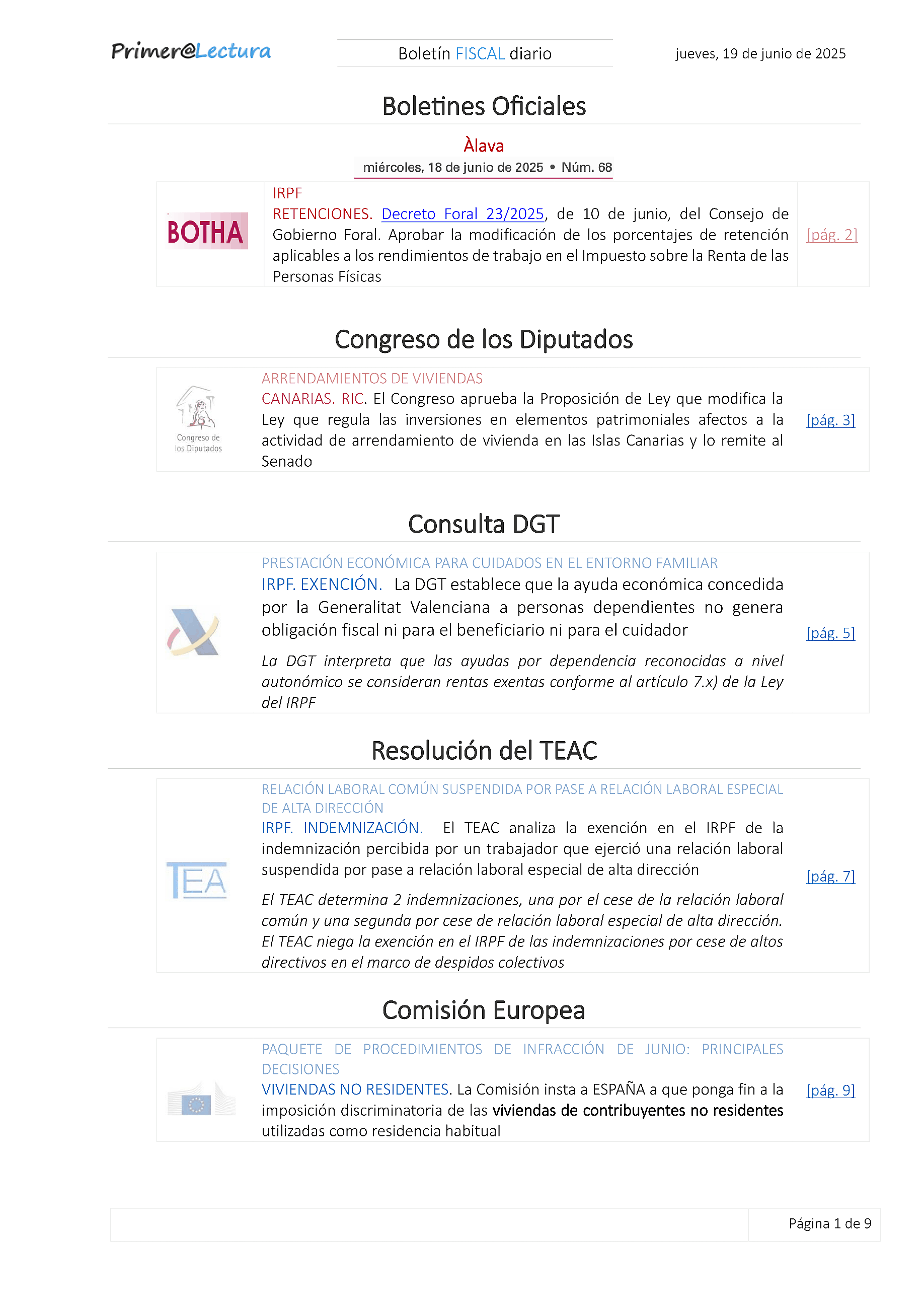 Boletín fiscal 19/06/2025