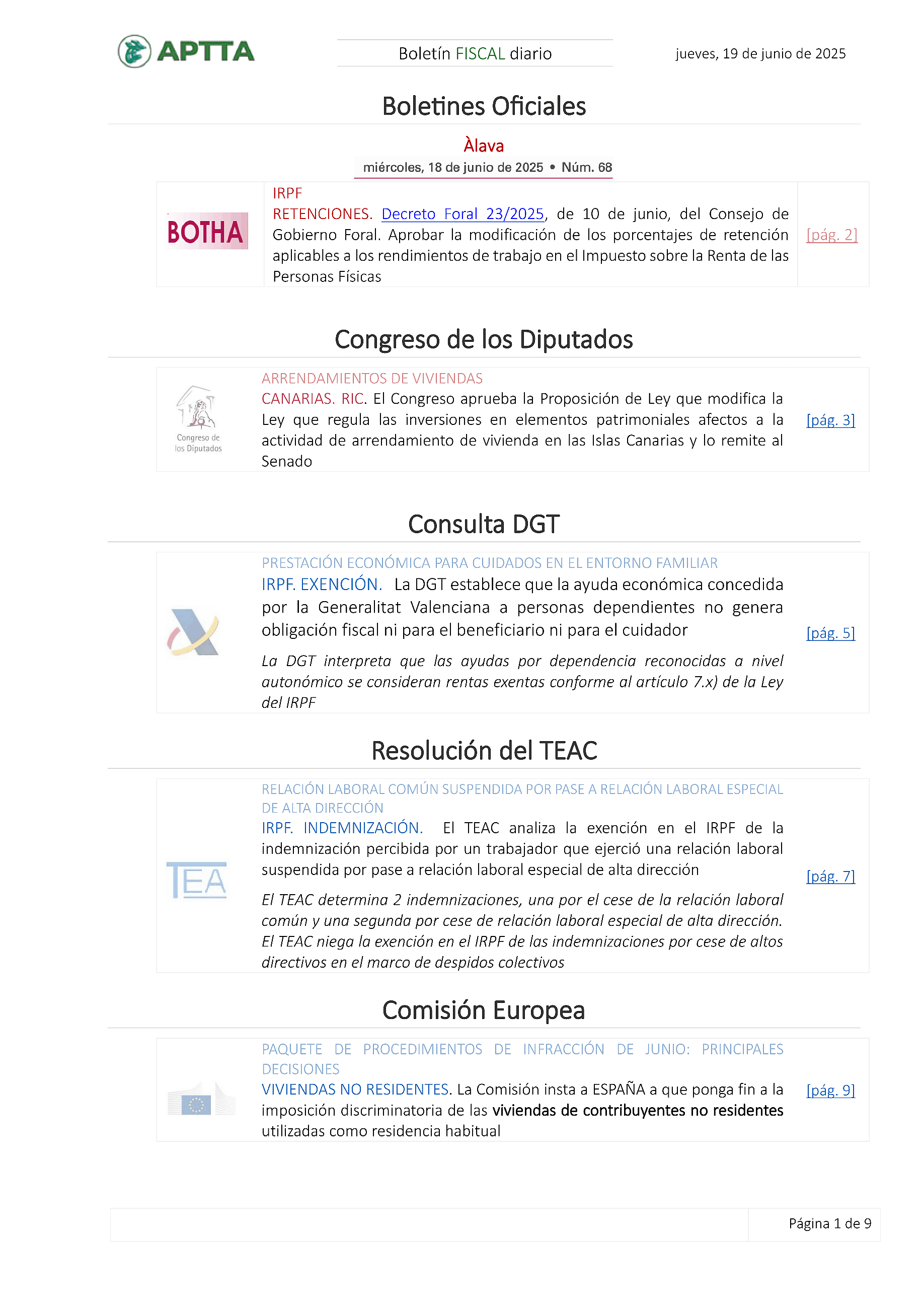 Boletín fiscal 19/06/2025