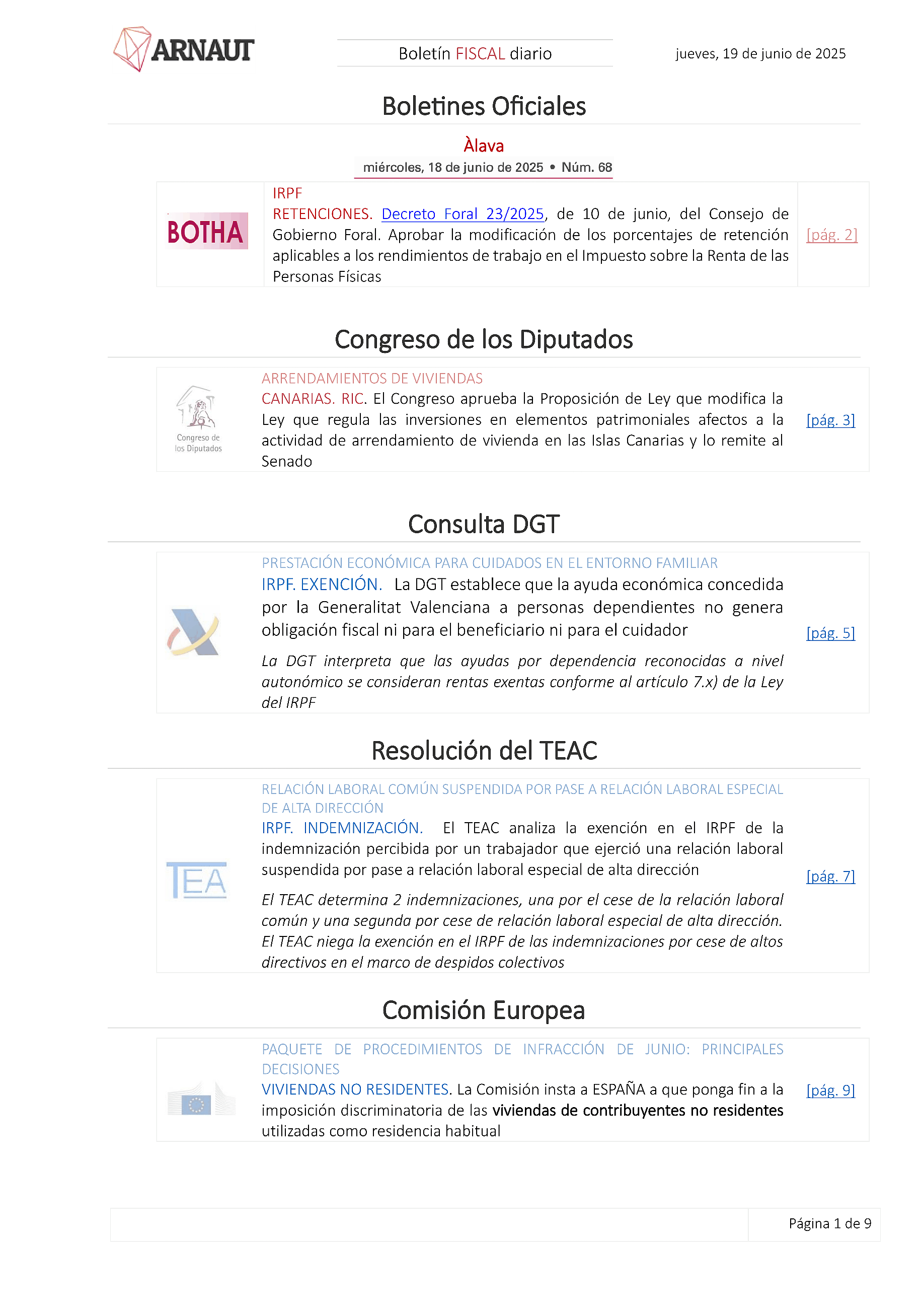 Boletín fiscal 19/06/2025