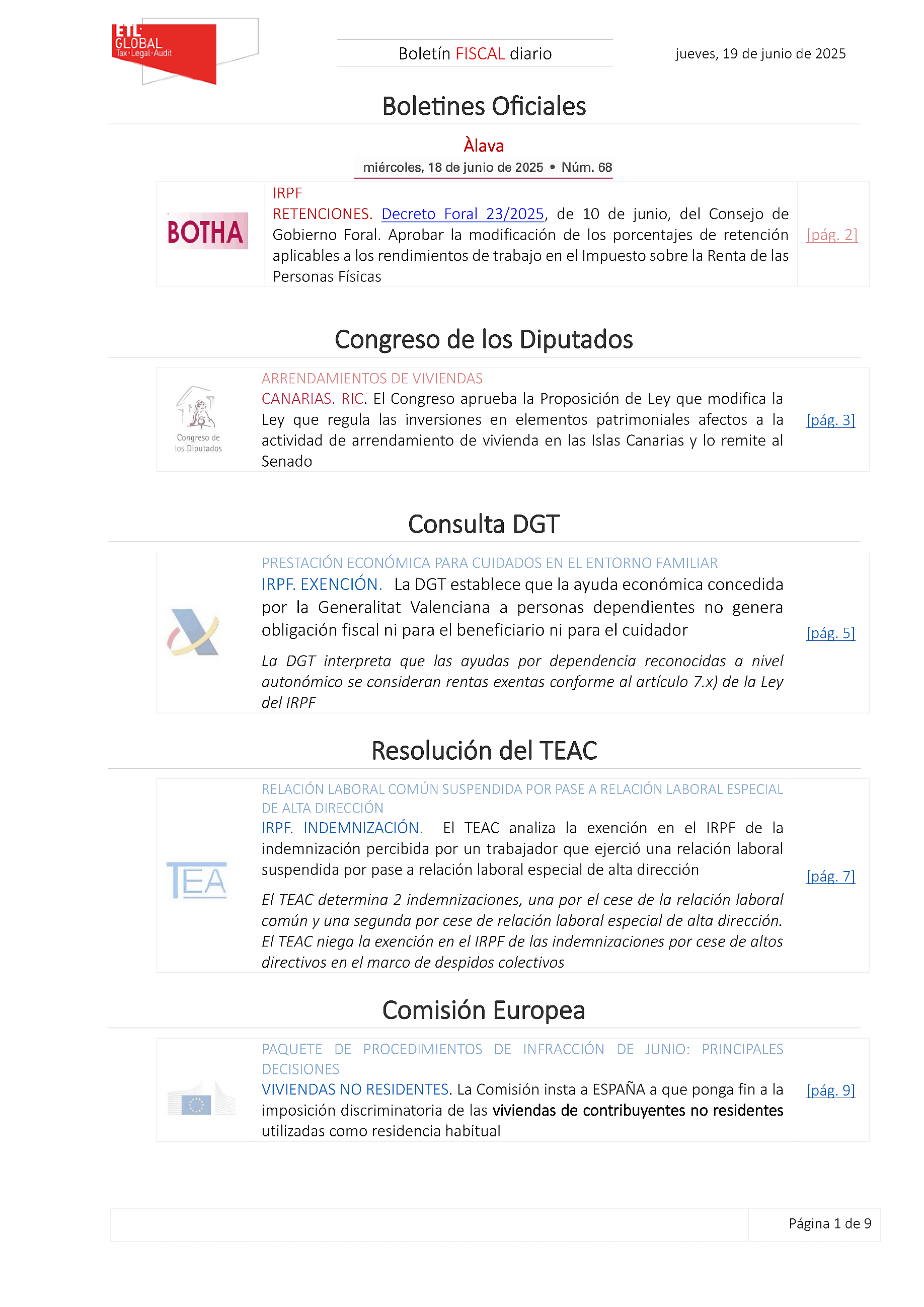 Boletín fiscal 19/06/2025