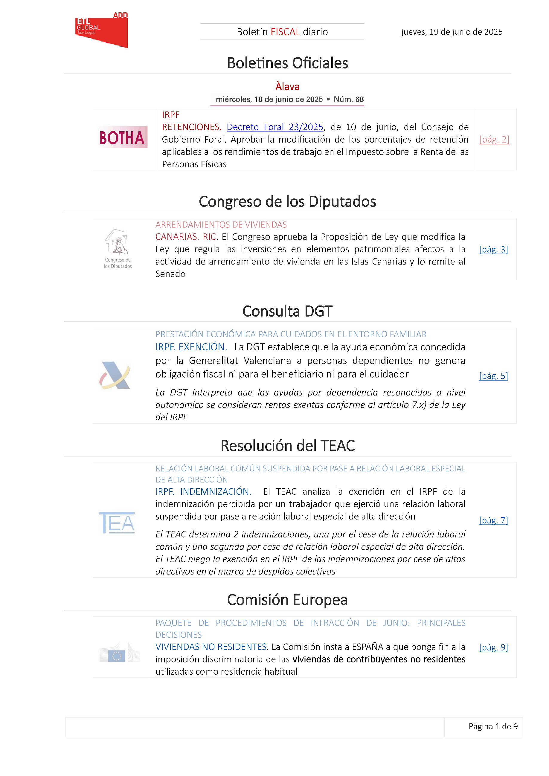 Boletín fiscal 19/06/2025
