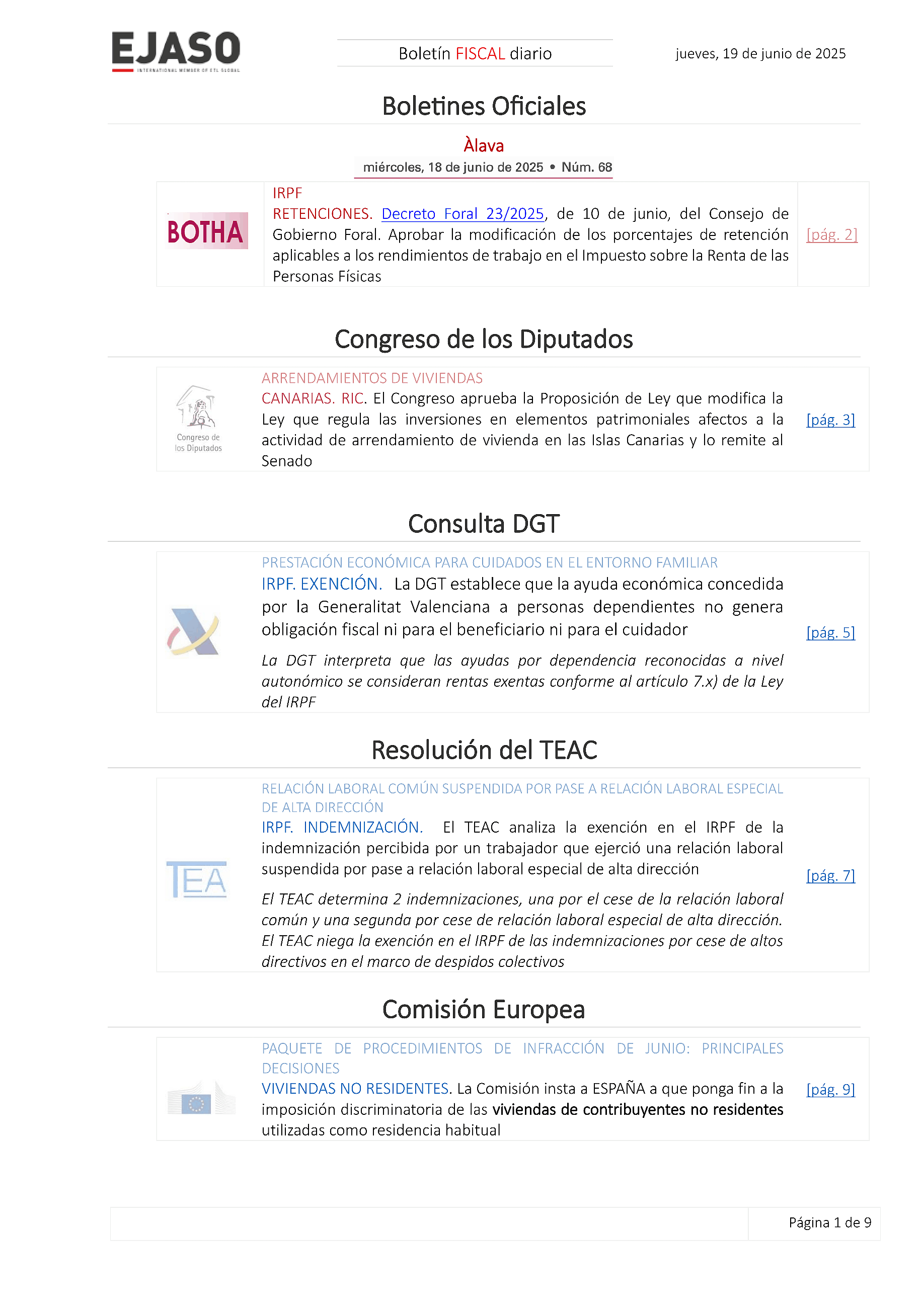 Boletín fiscal 19/06/2025