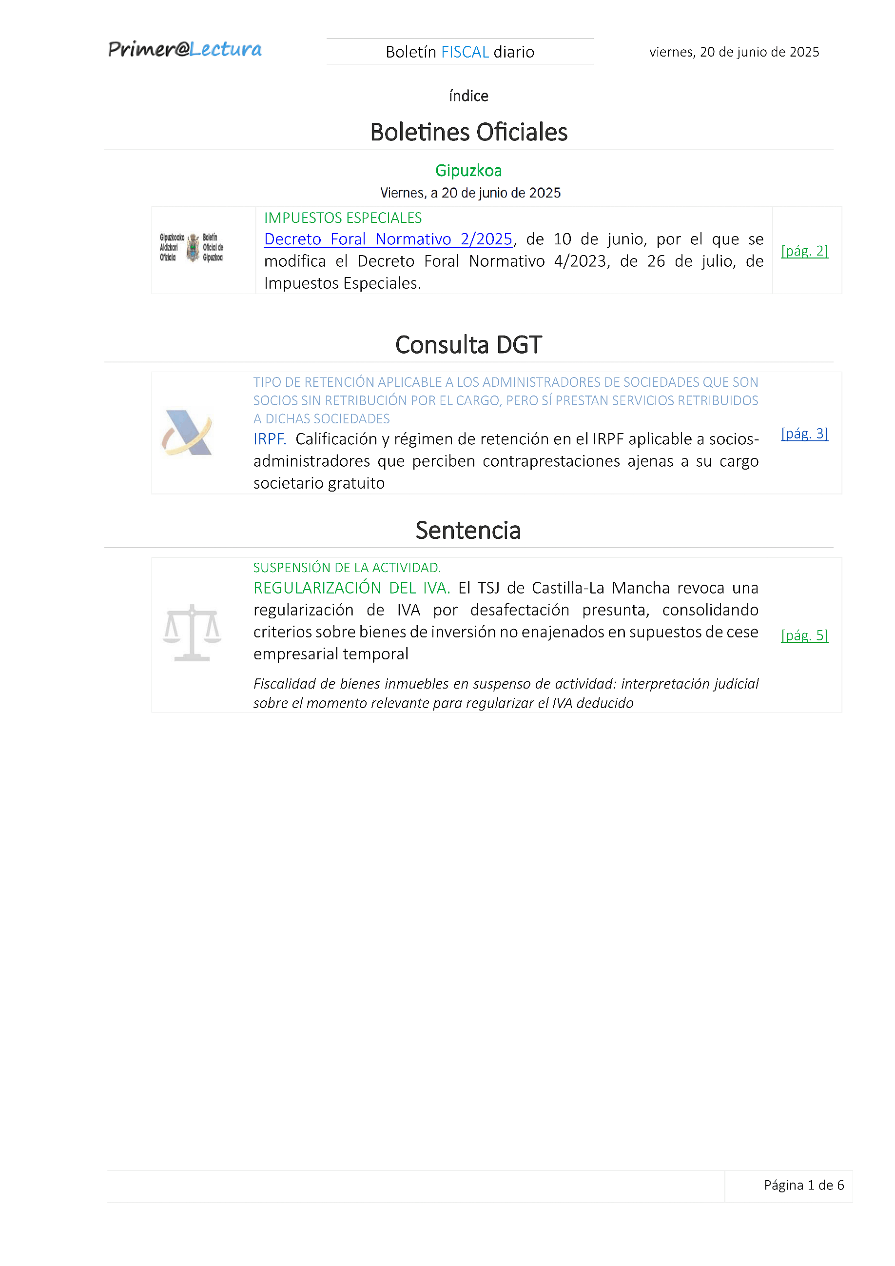 Boletín fiscal 20/06/2025