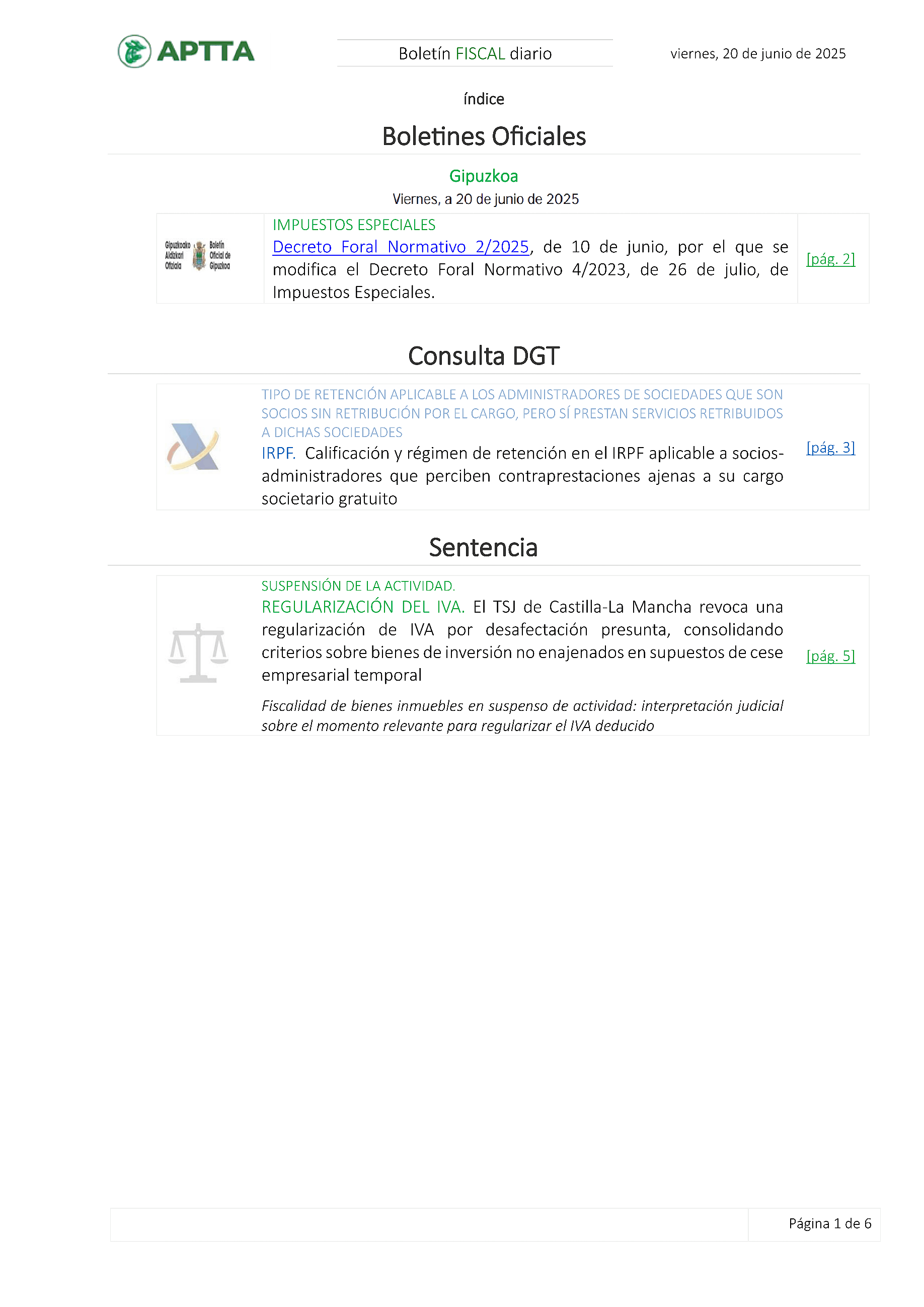 Boletín fiscal 20/06/2025