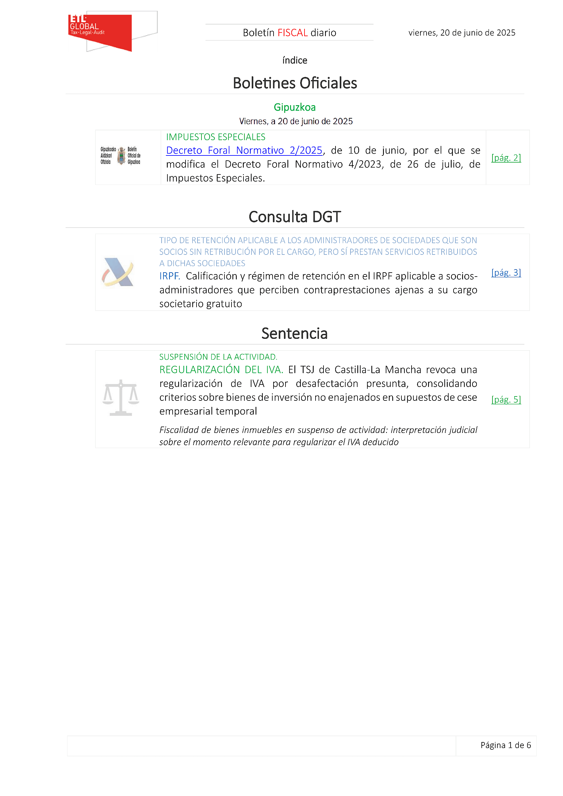 Boletín fiscal 20/06/2025