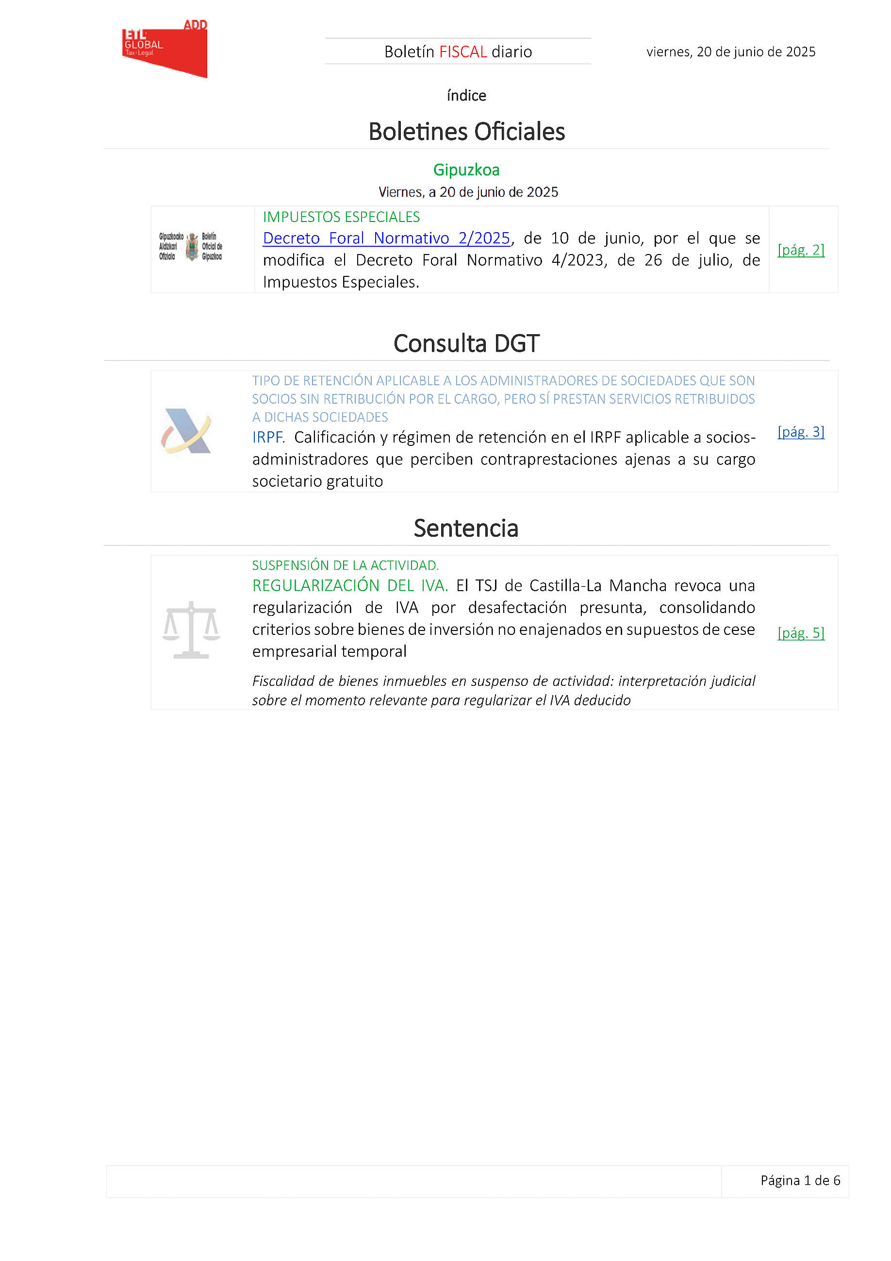 Boletín fiscal 20/06/2025