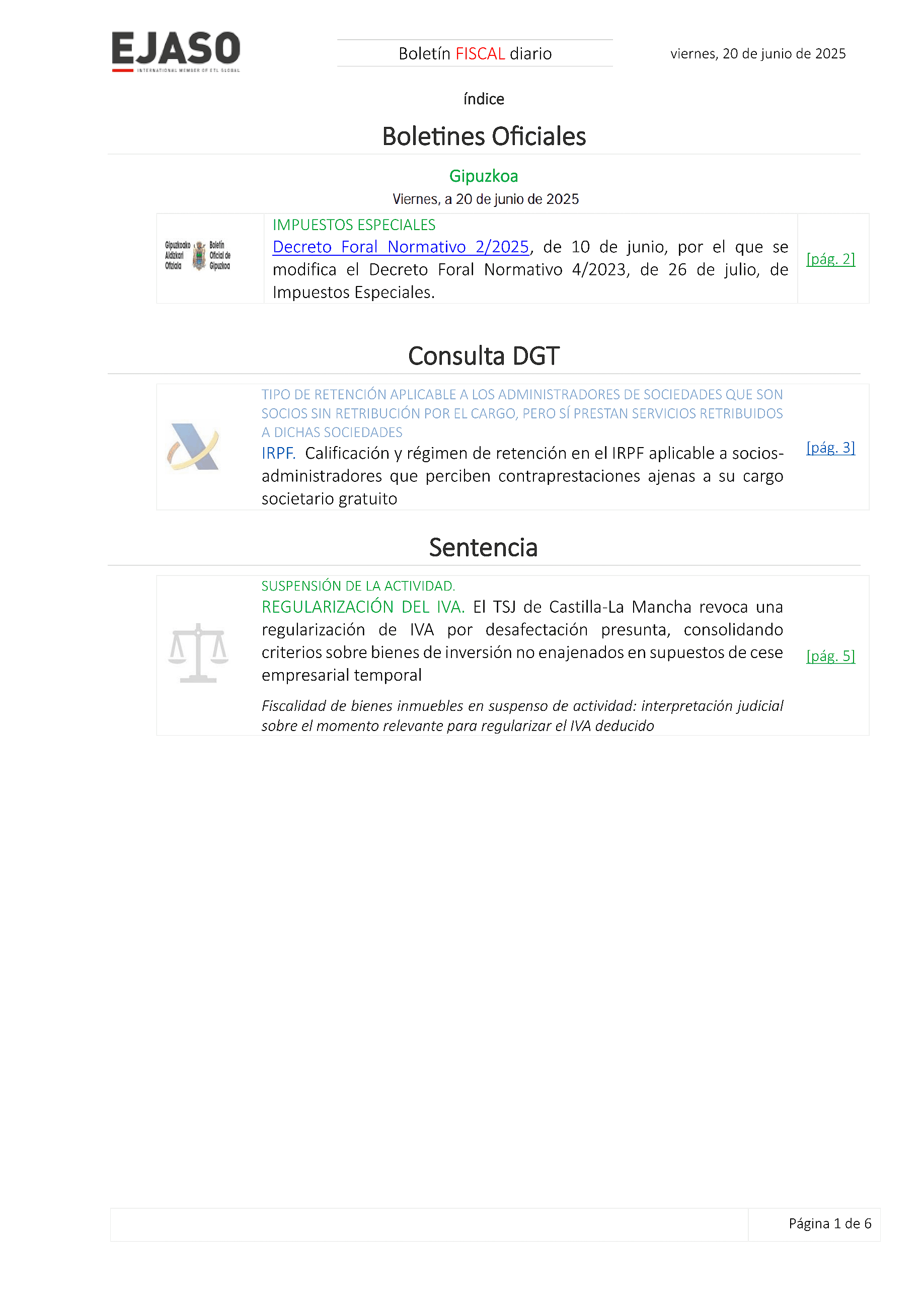 Boletín fiscal 20/06/2025