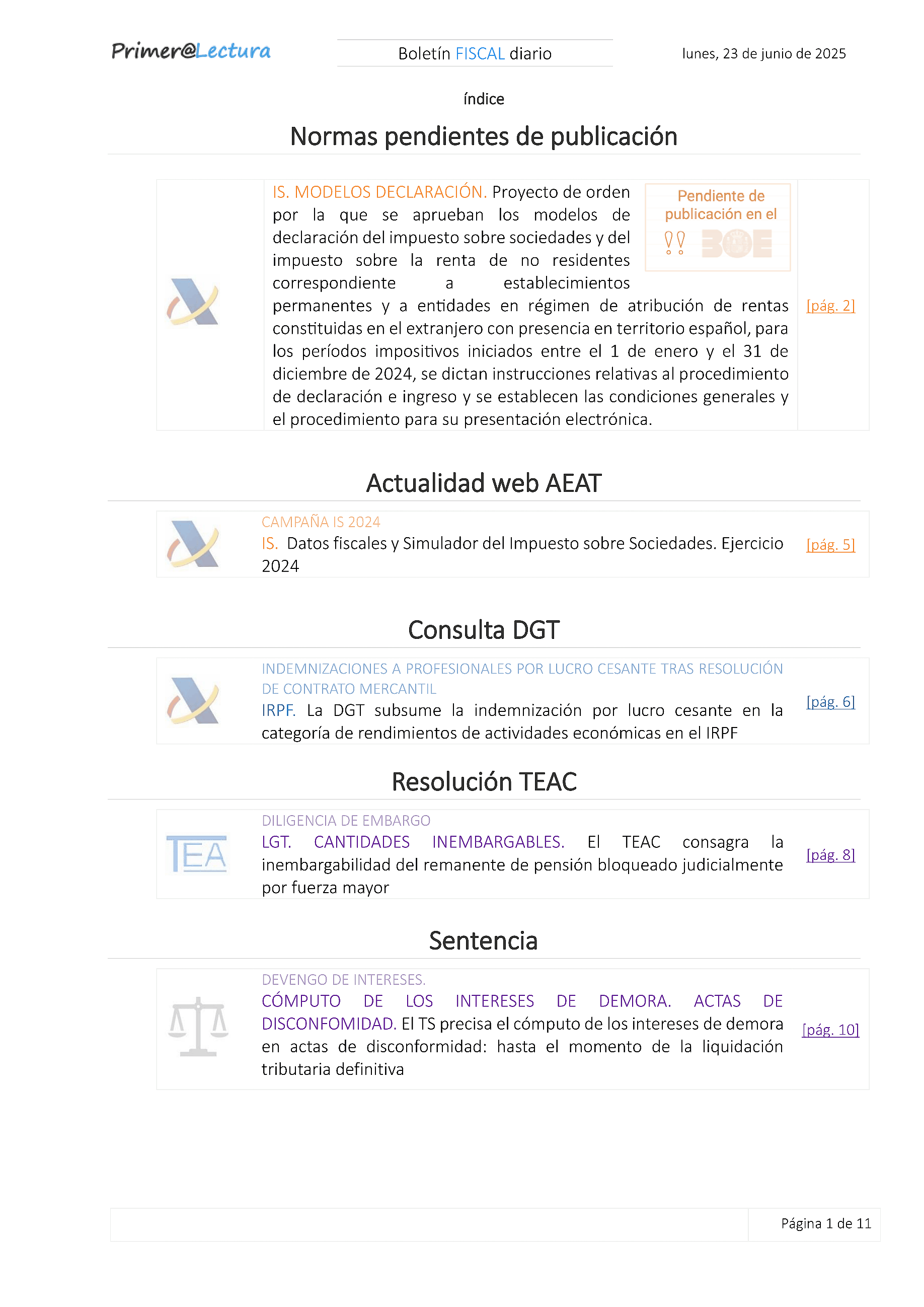 Boletín fiscal 23/06/2025