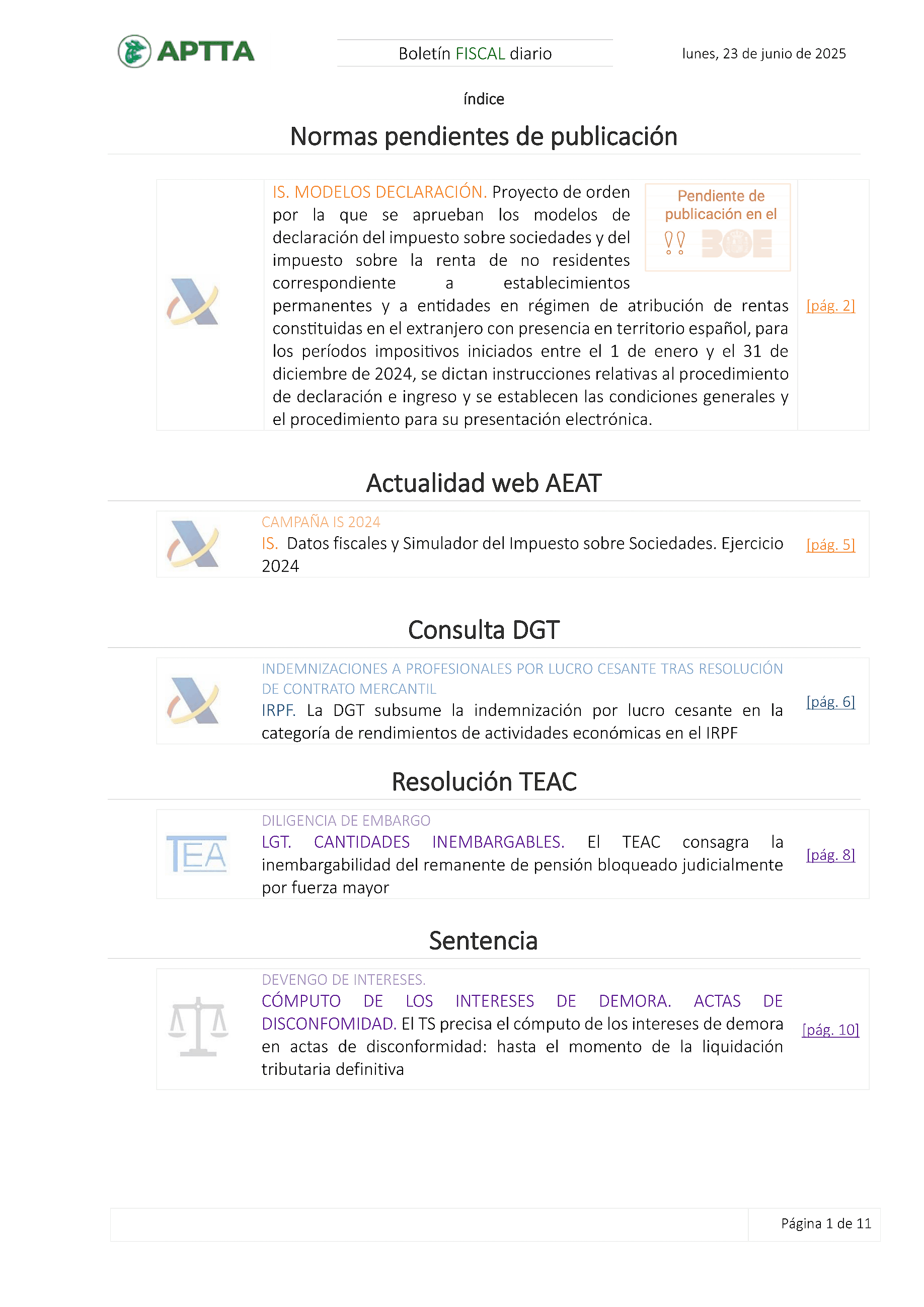 Boletín fiscal 23/06/2025