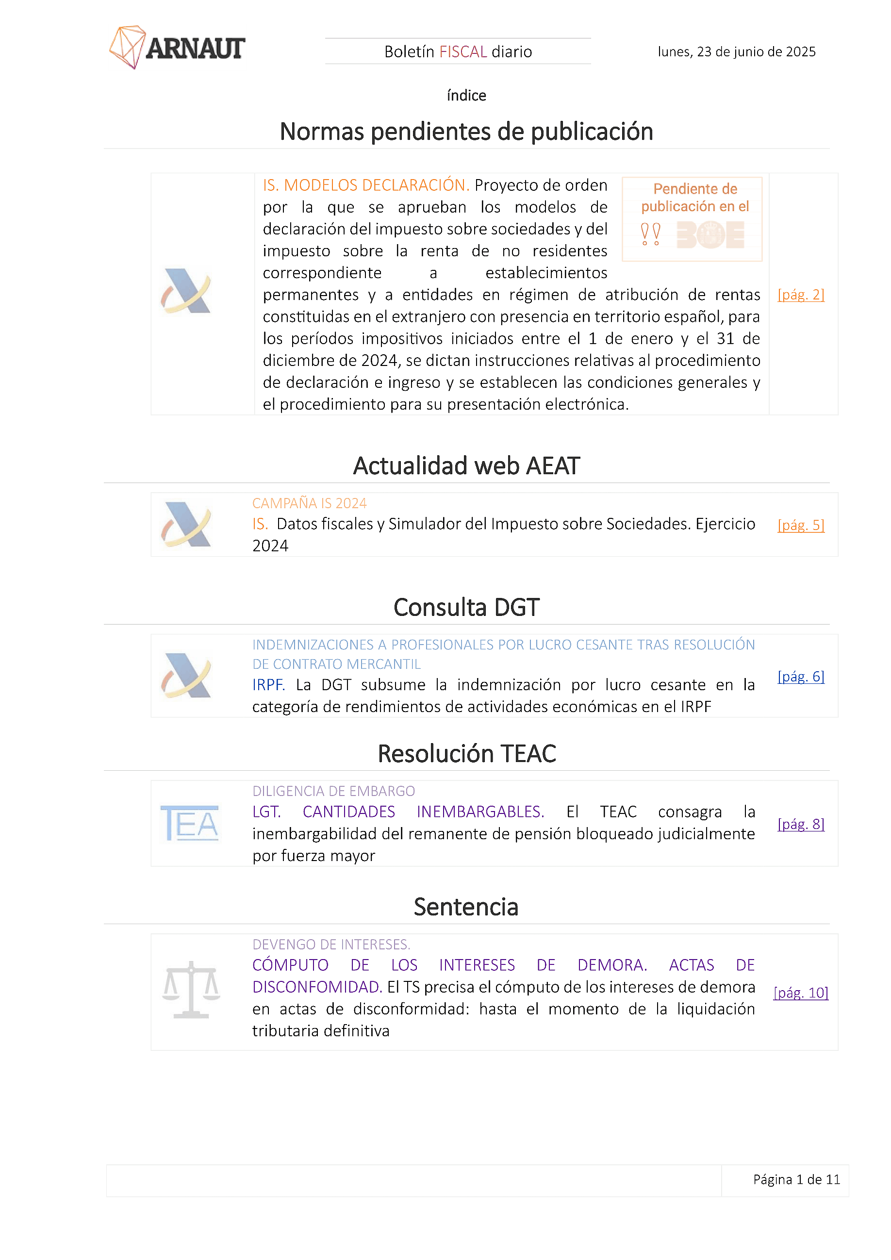 Boletín fiscal 23/06/2025
