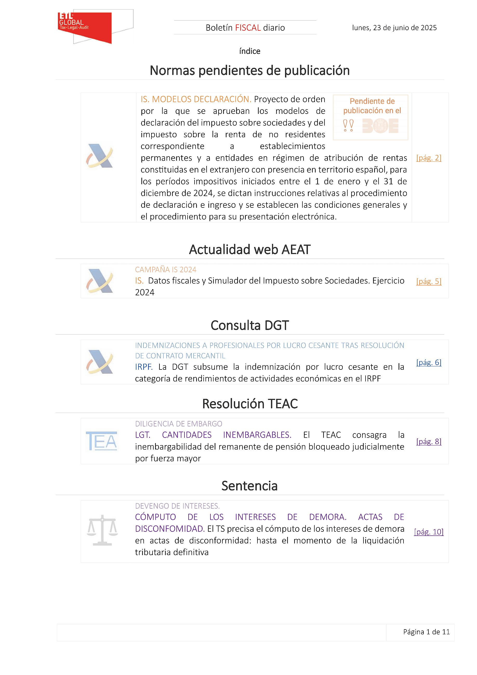 Boletín fiscal 23/06/2025