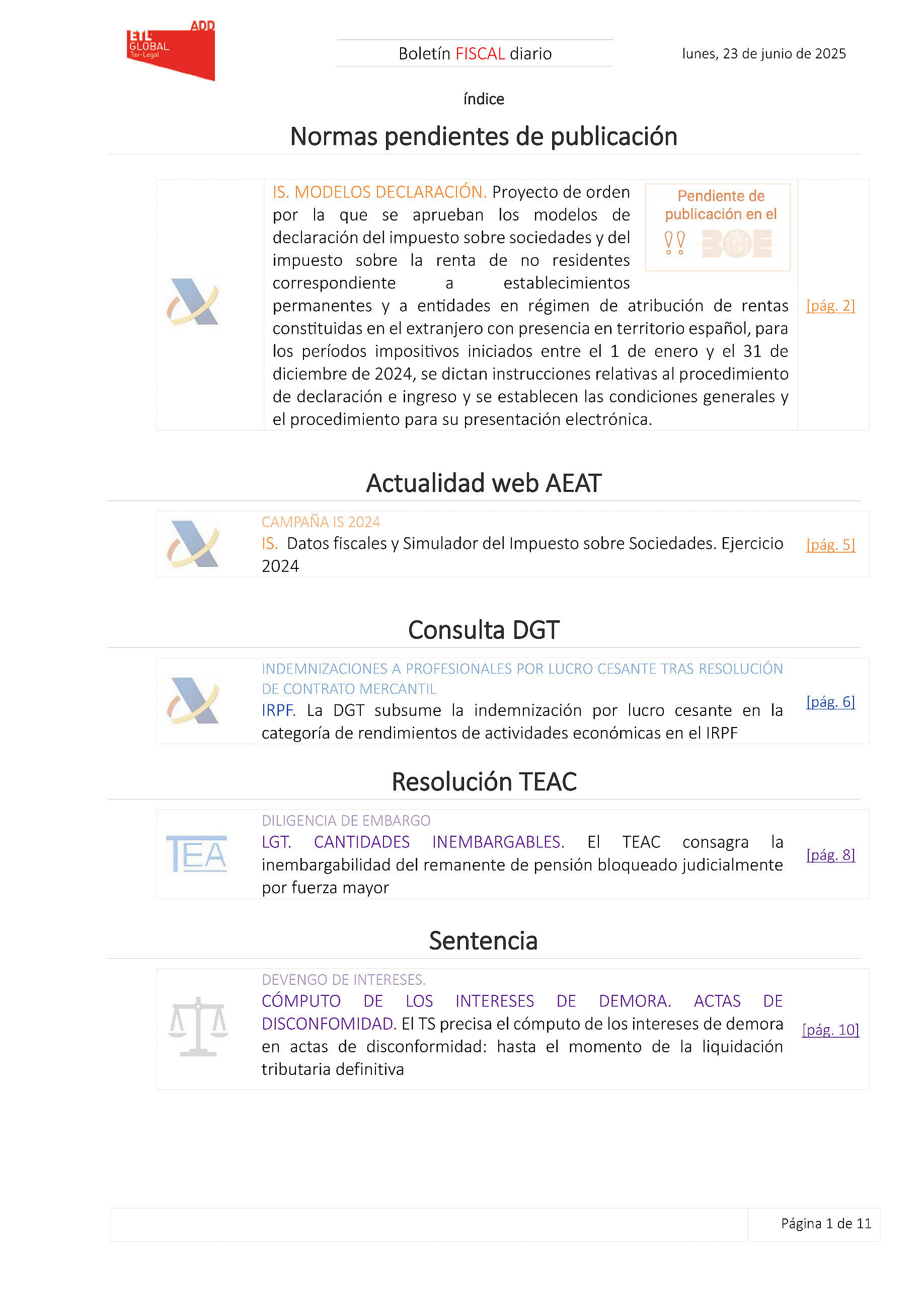 Boletín fiscal 23/06/2025