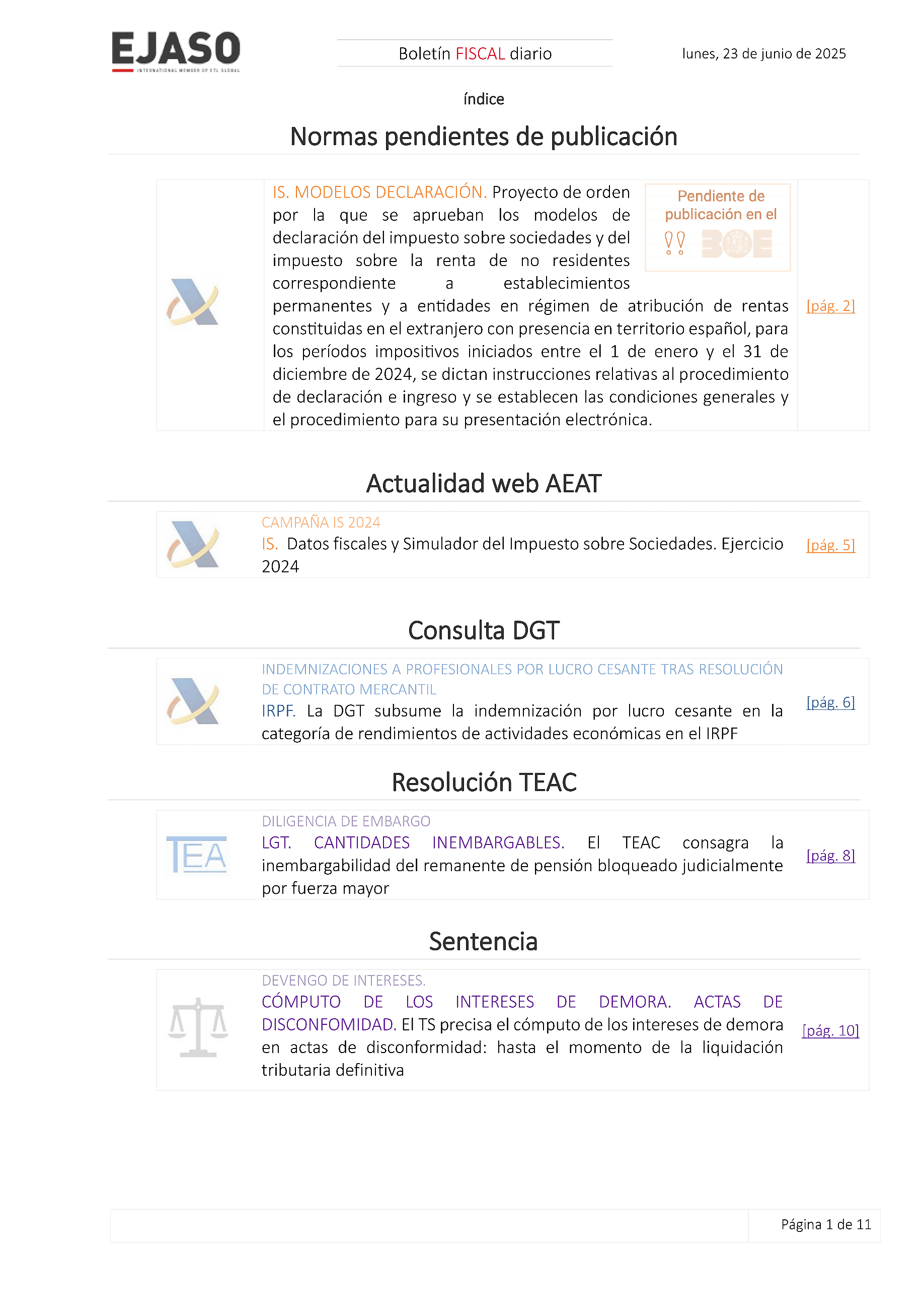 Boletín fiscal 23/06/2025