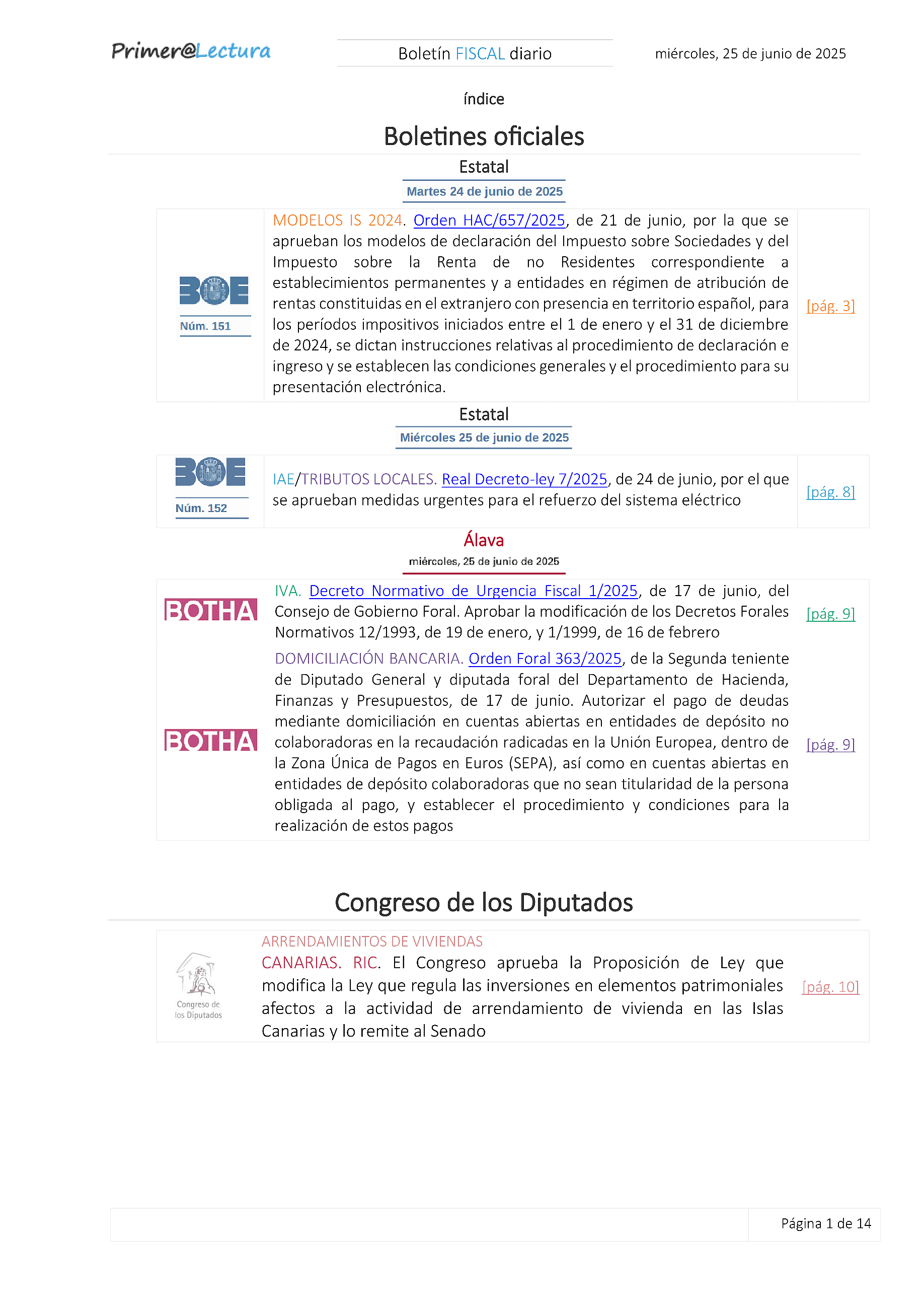 Boletín fiscal 25/06/2025