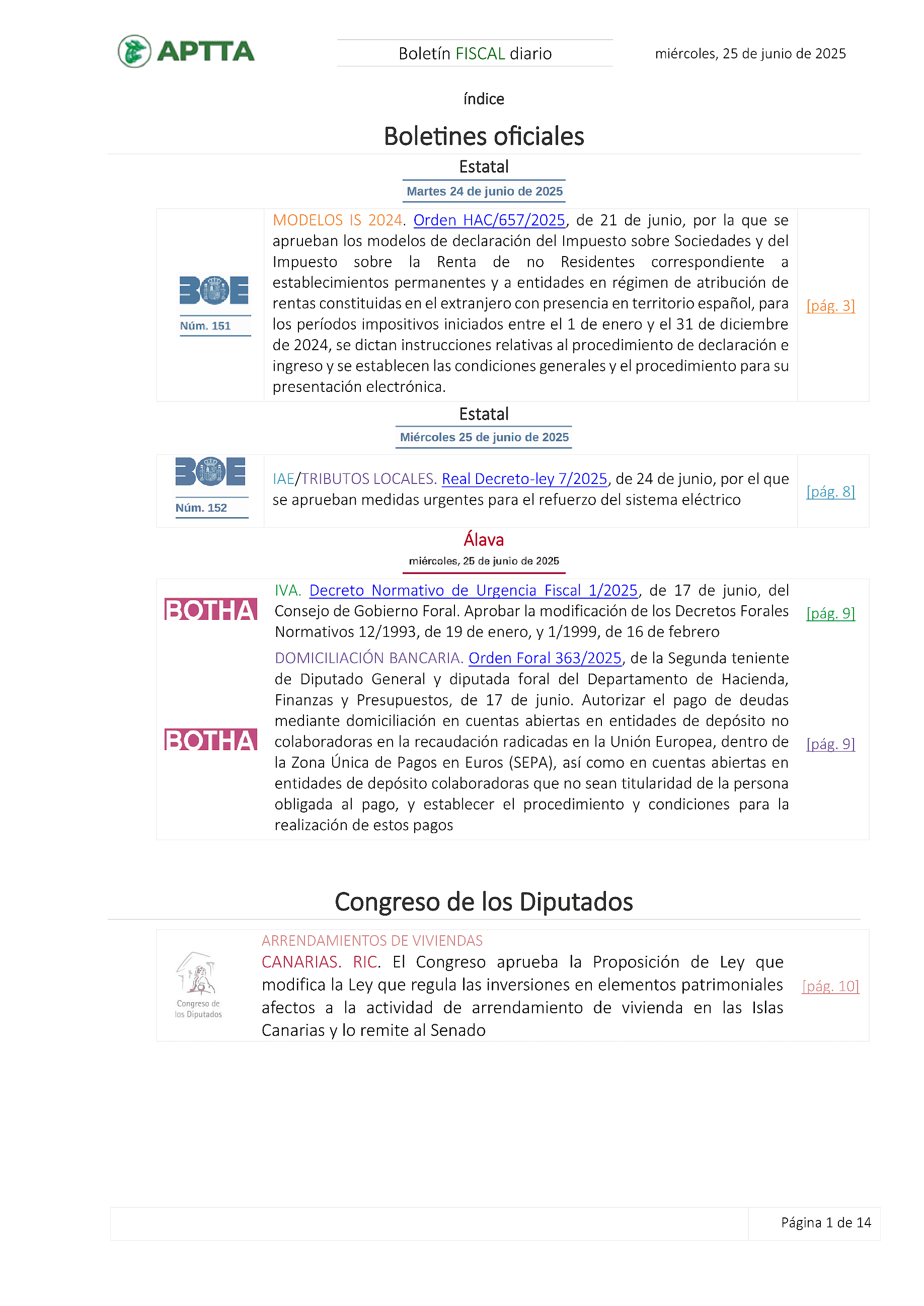 Boletín fiscal 25/06/2025