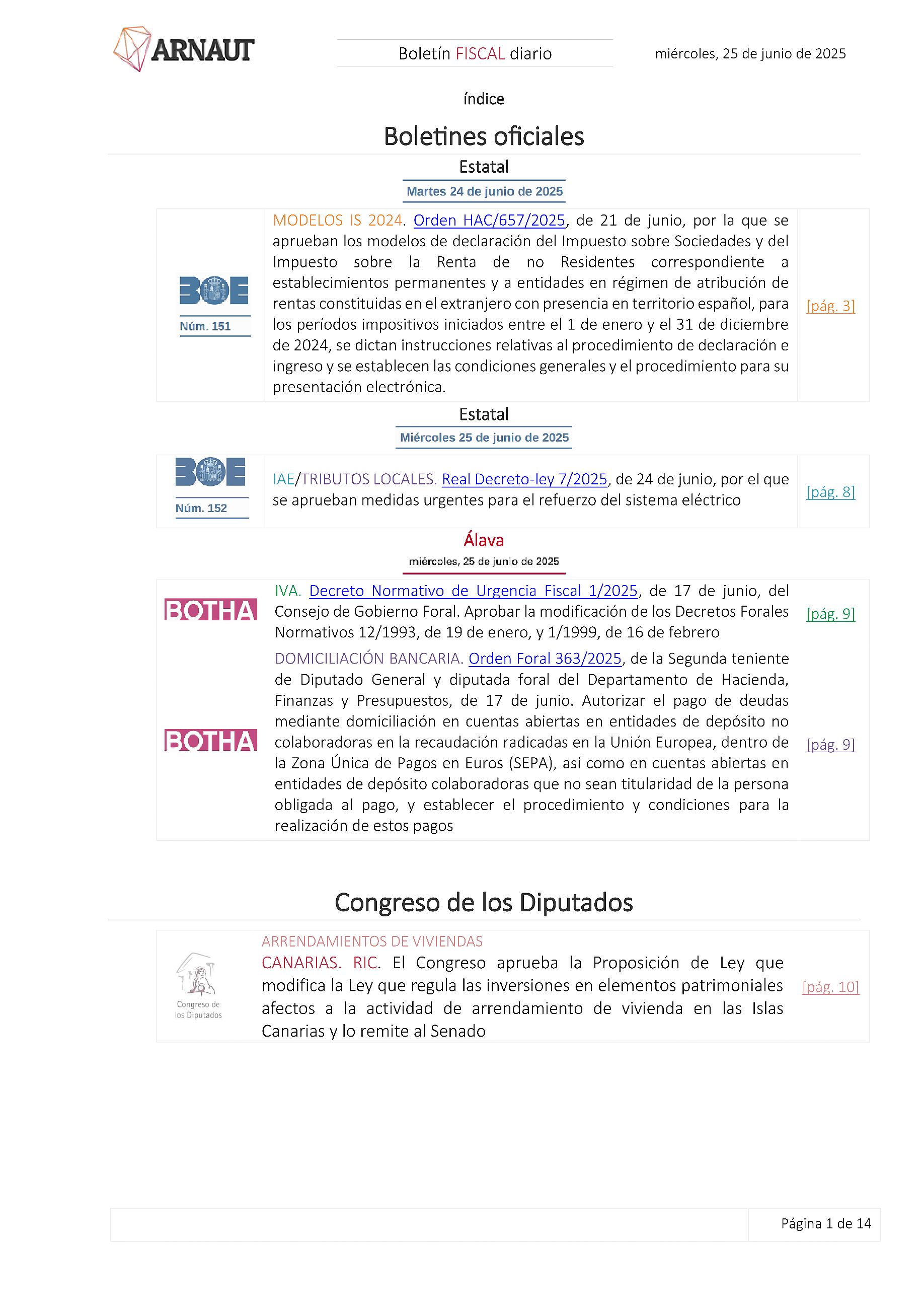 Boletín fiscal 25/06/2025