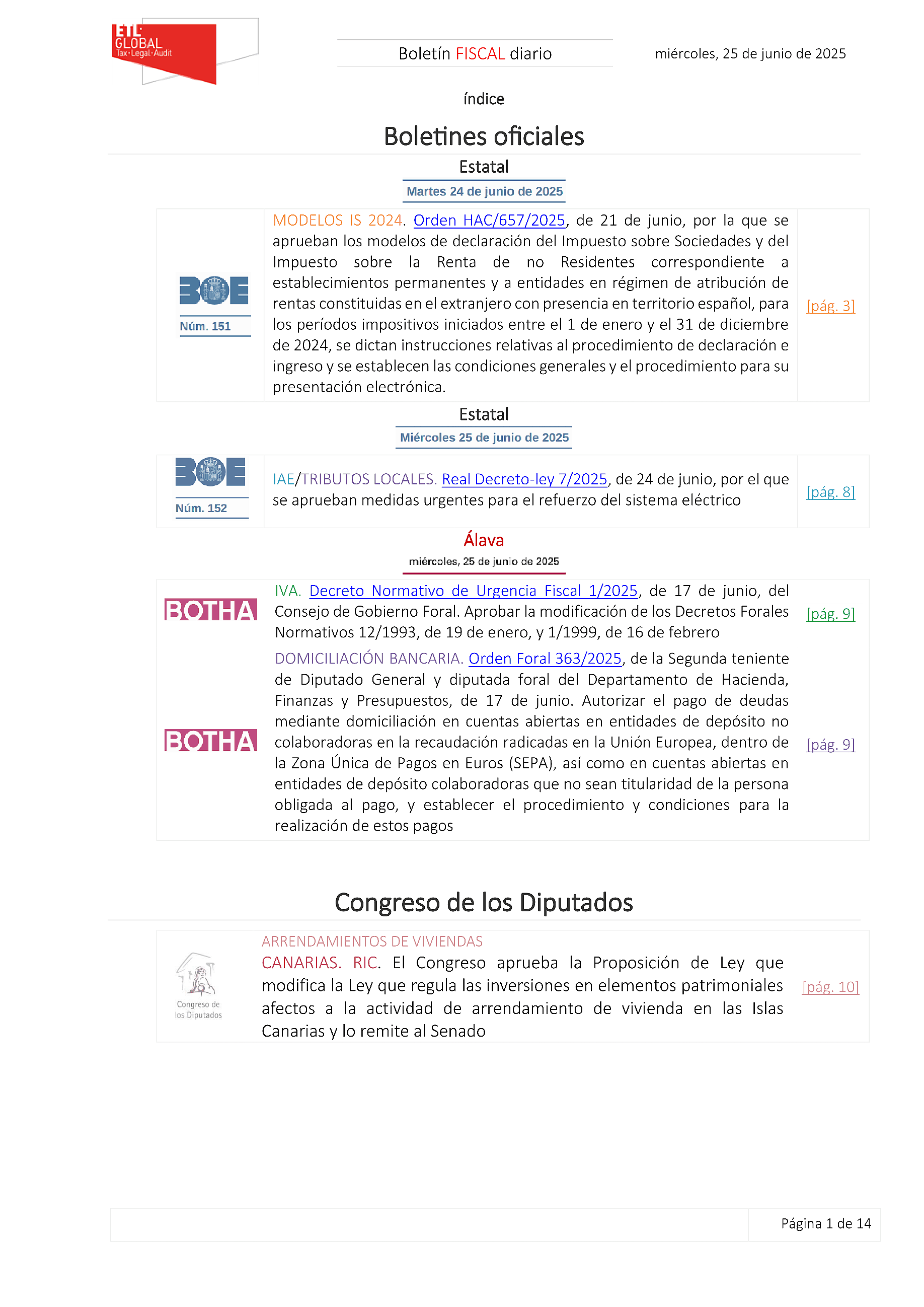 Boletín fiscal 25/06/2025