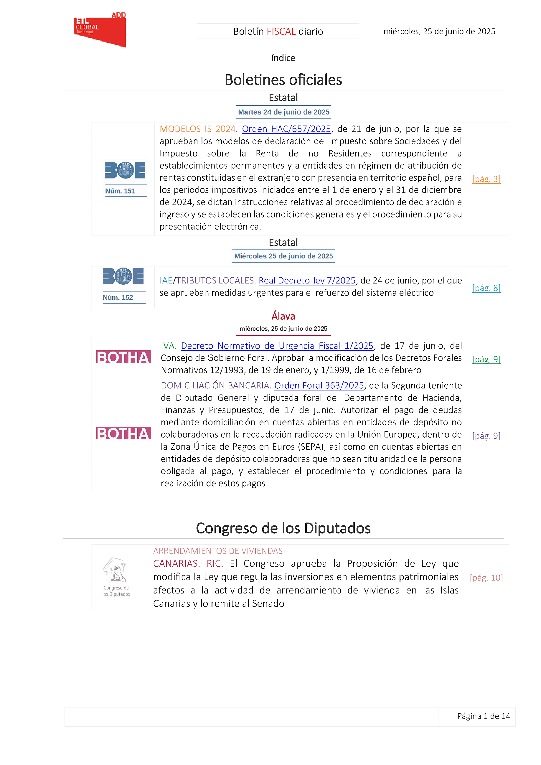 Boletín fiscal 25/06/2025