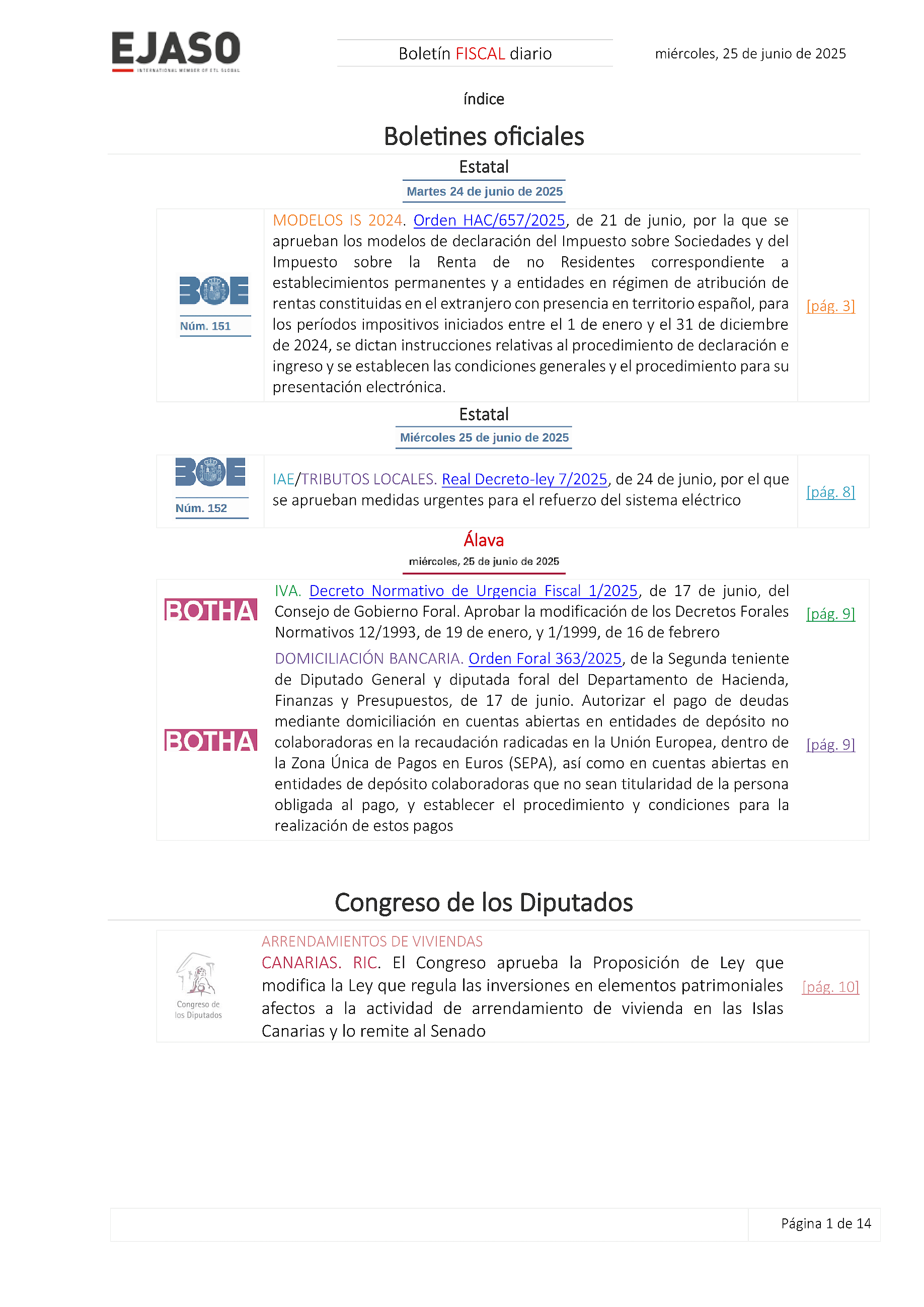 Boletín fiscal 25/06/2025