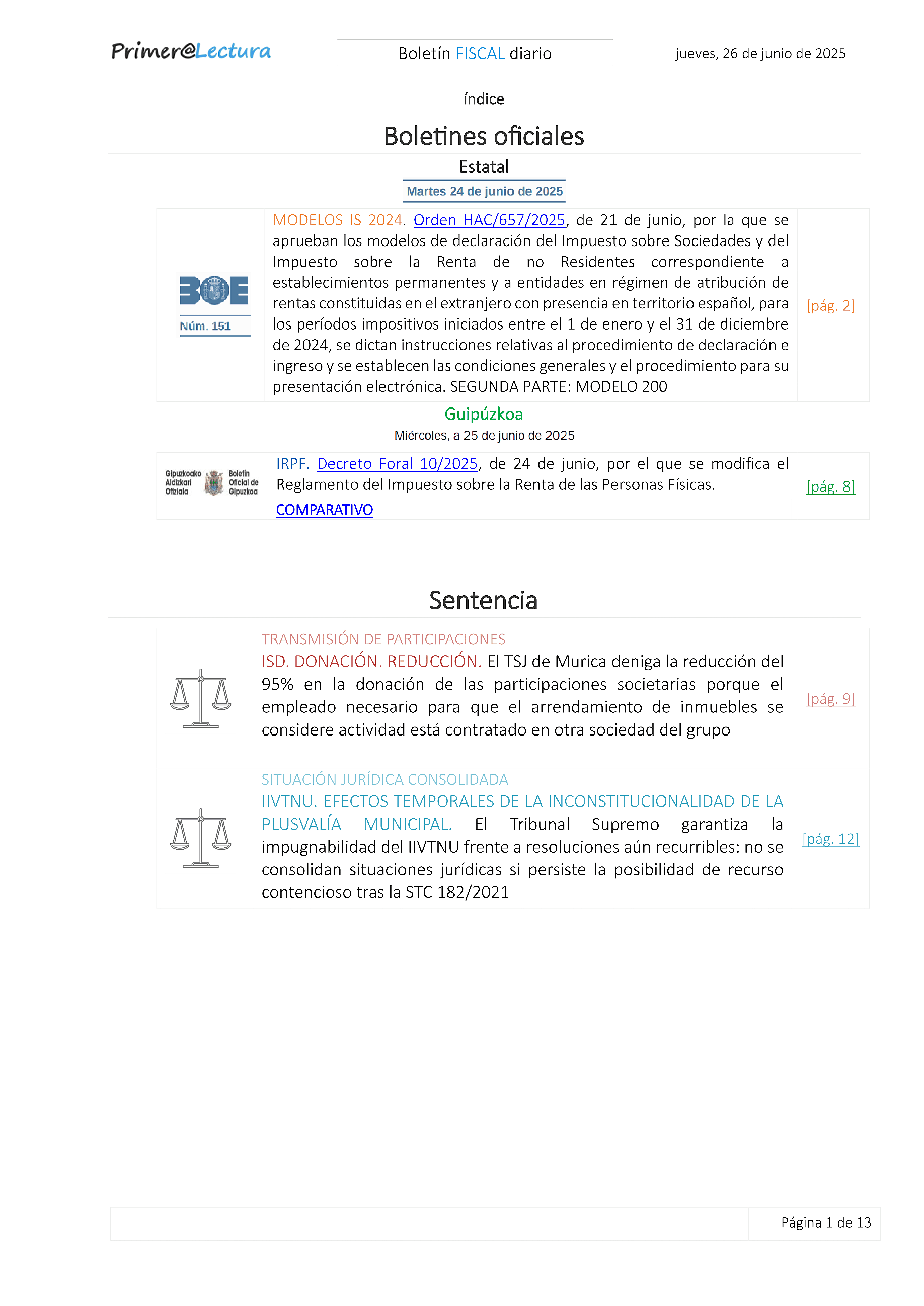 Boletín fiscal 26/06/2025