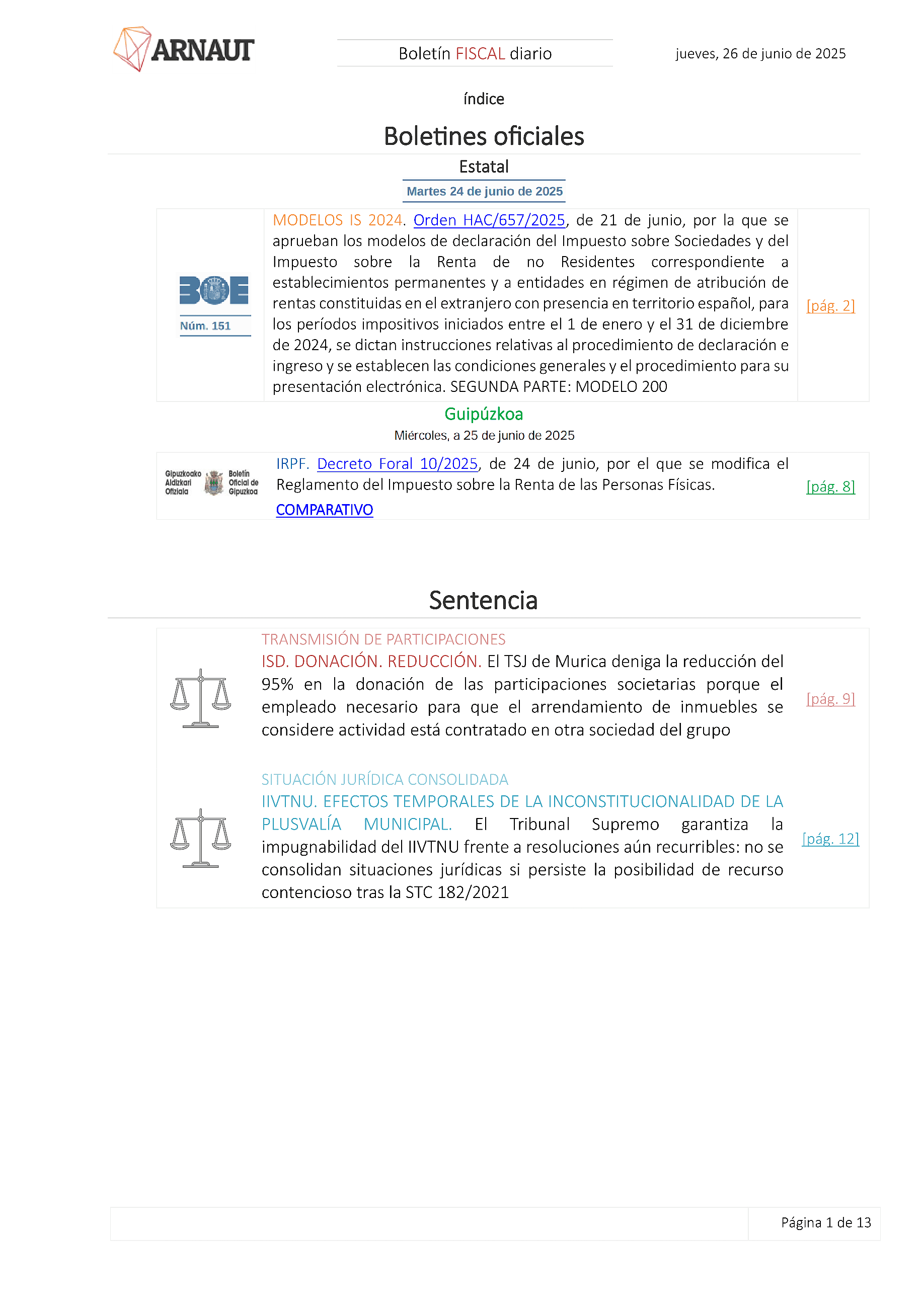 Boletín fiscal 26/06/2025