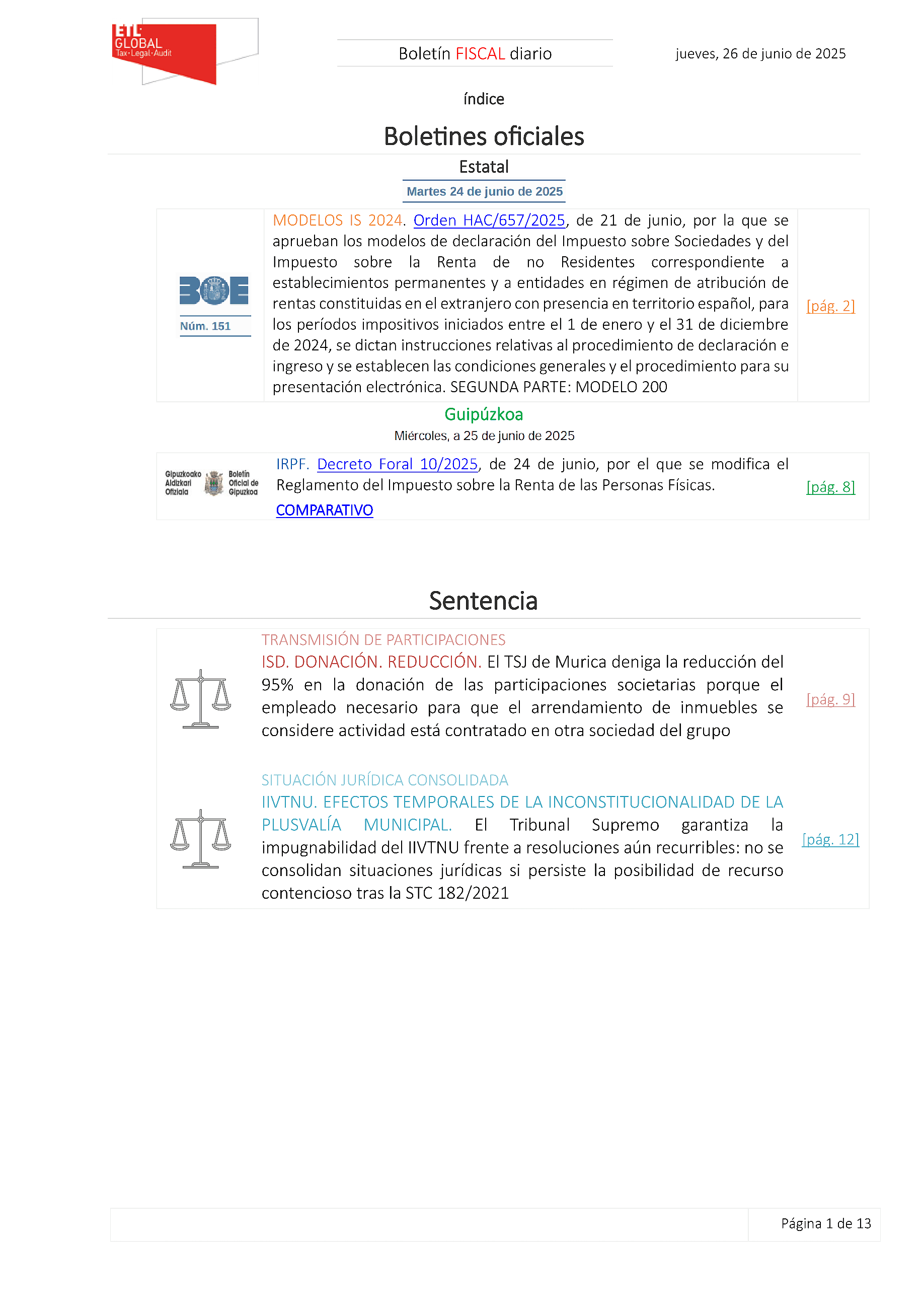 Boletín fiscal 26/06/2025