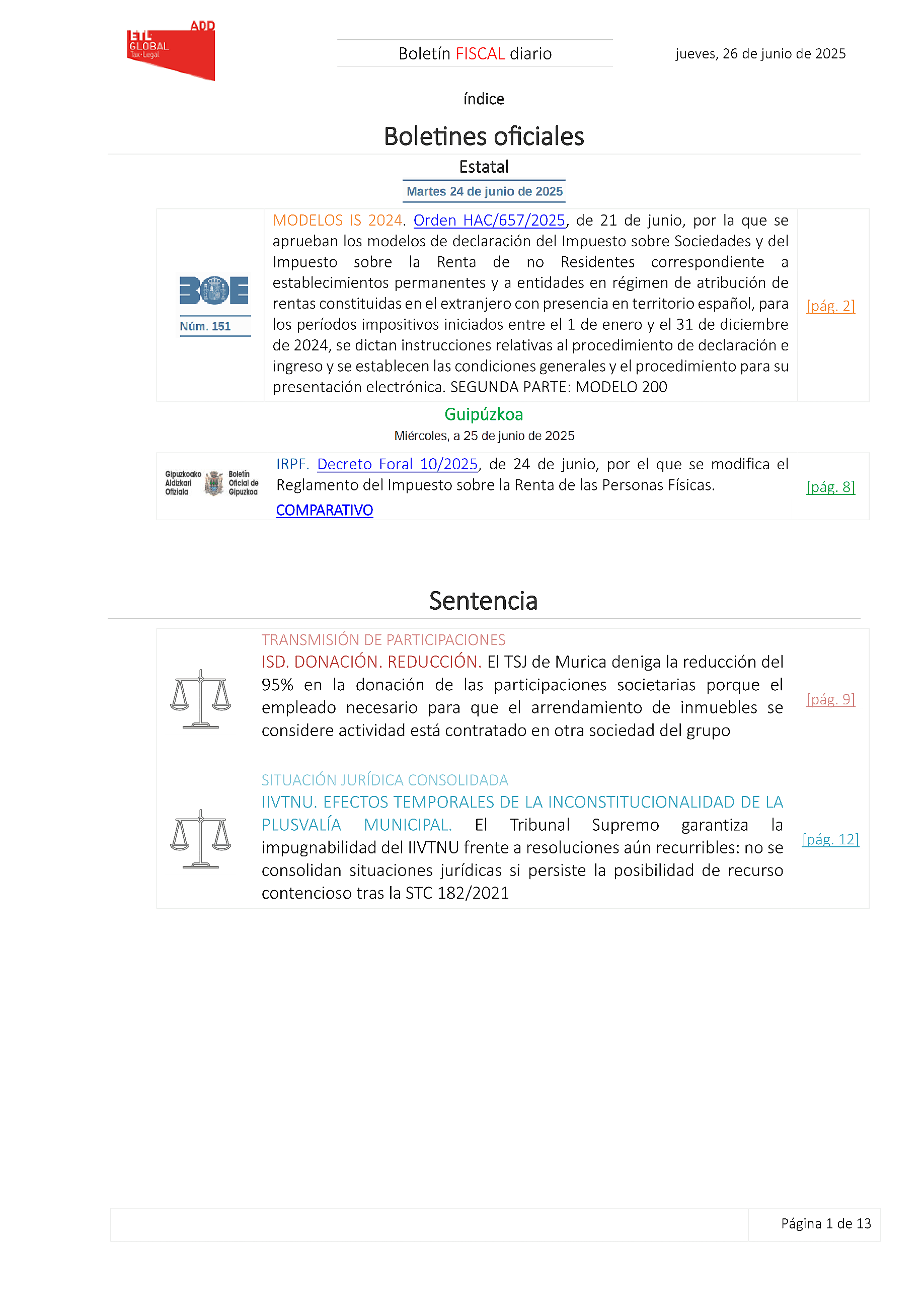 Boletín fiscal 26/06/2025