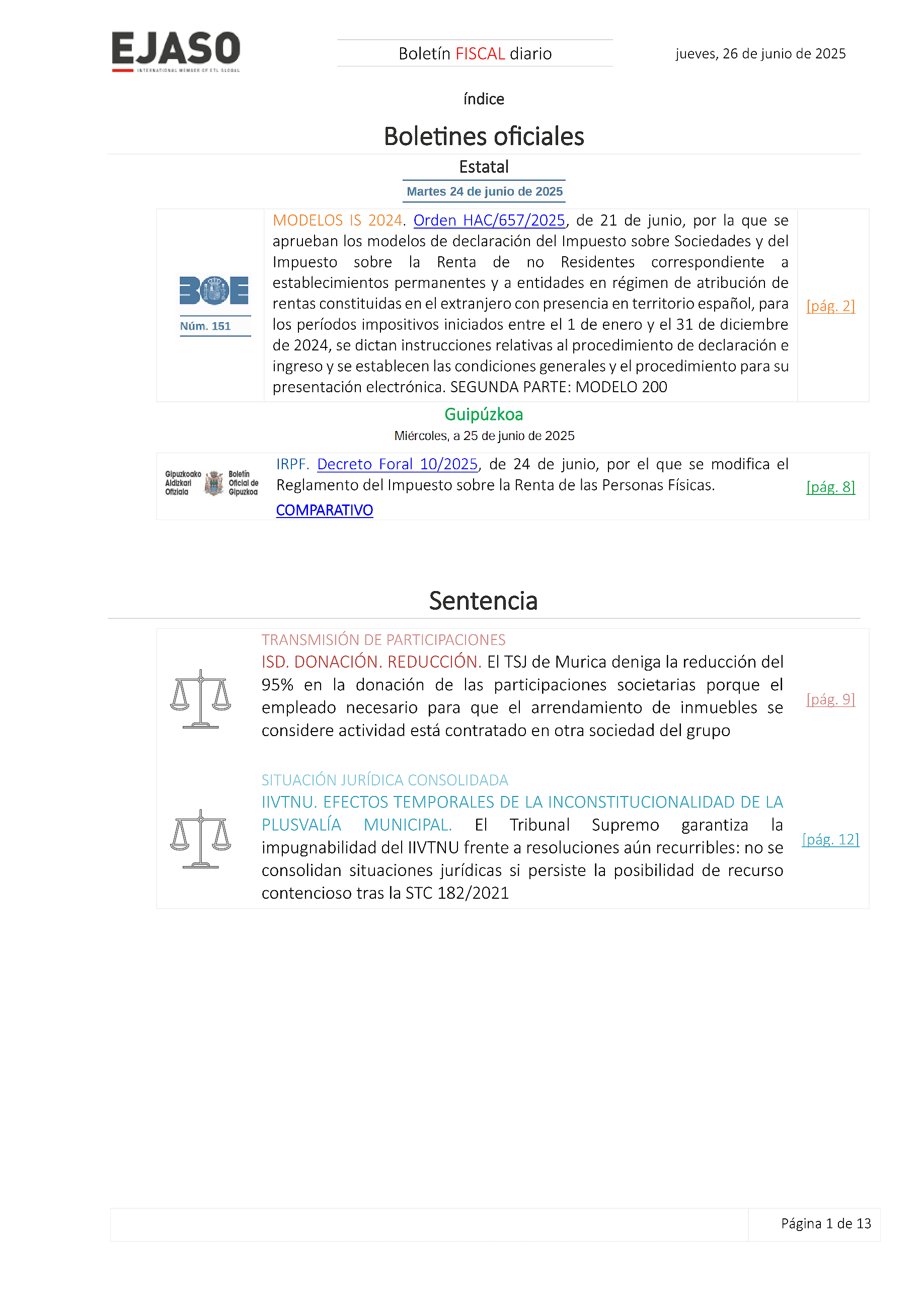 Boletín fiscal 26/06/2025