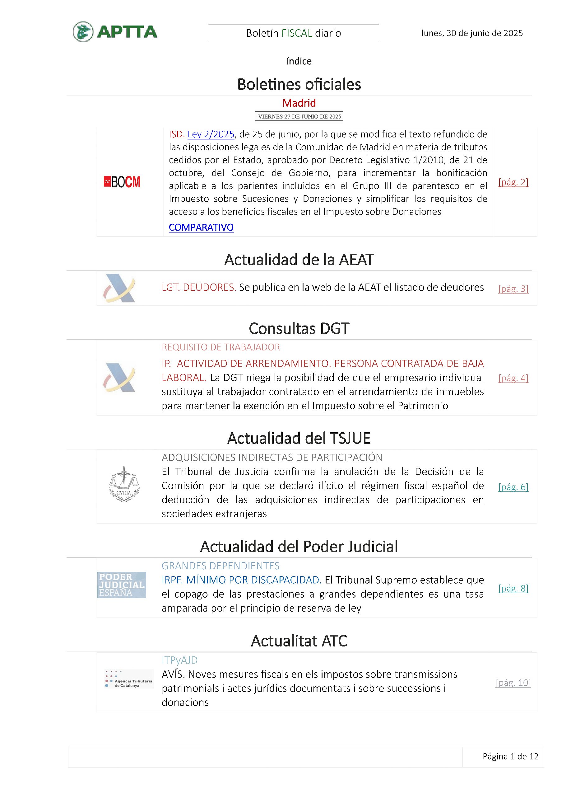 Boletín fiscal 30/06/2025