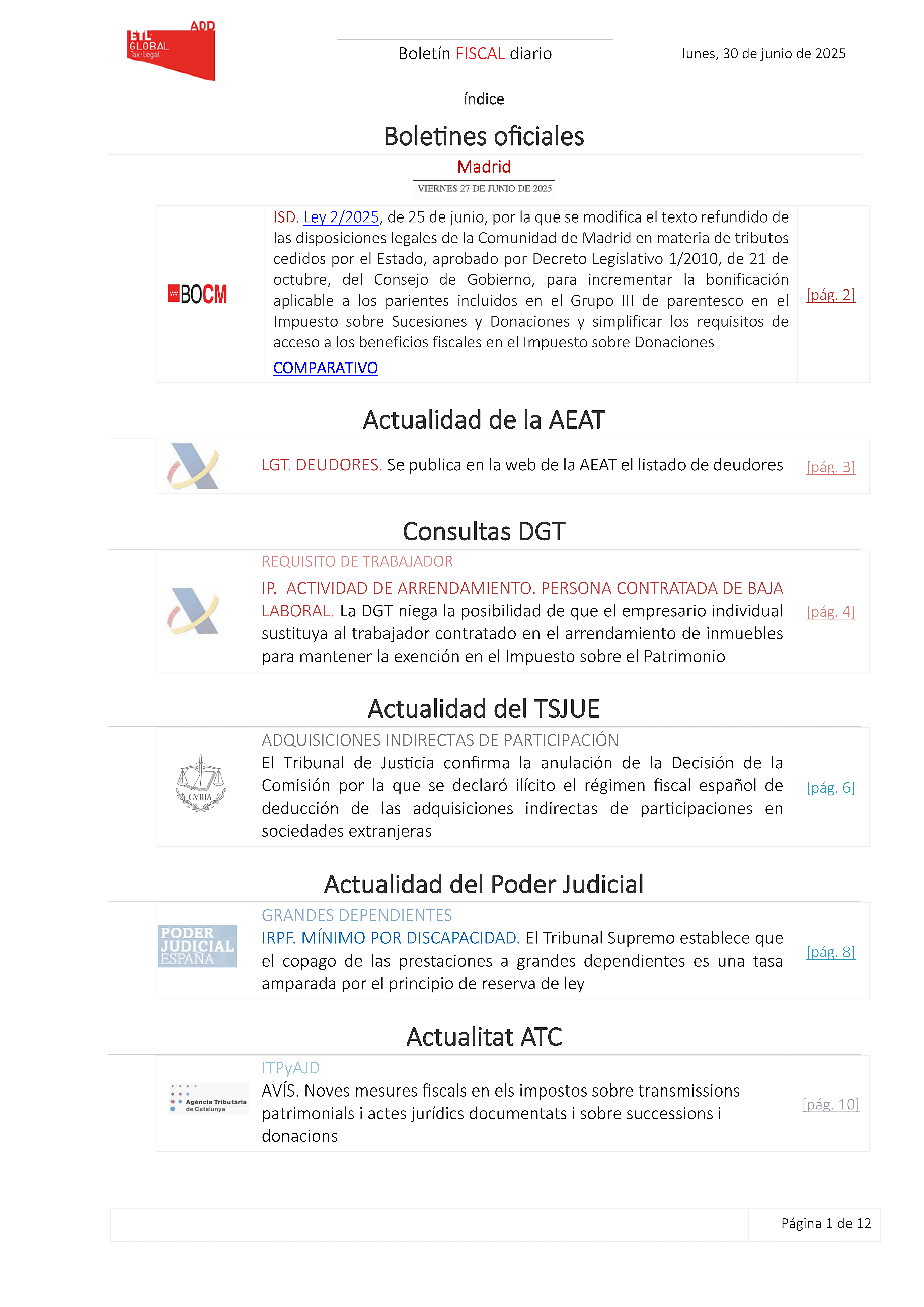 Boletín fiscal 30/06/2025