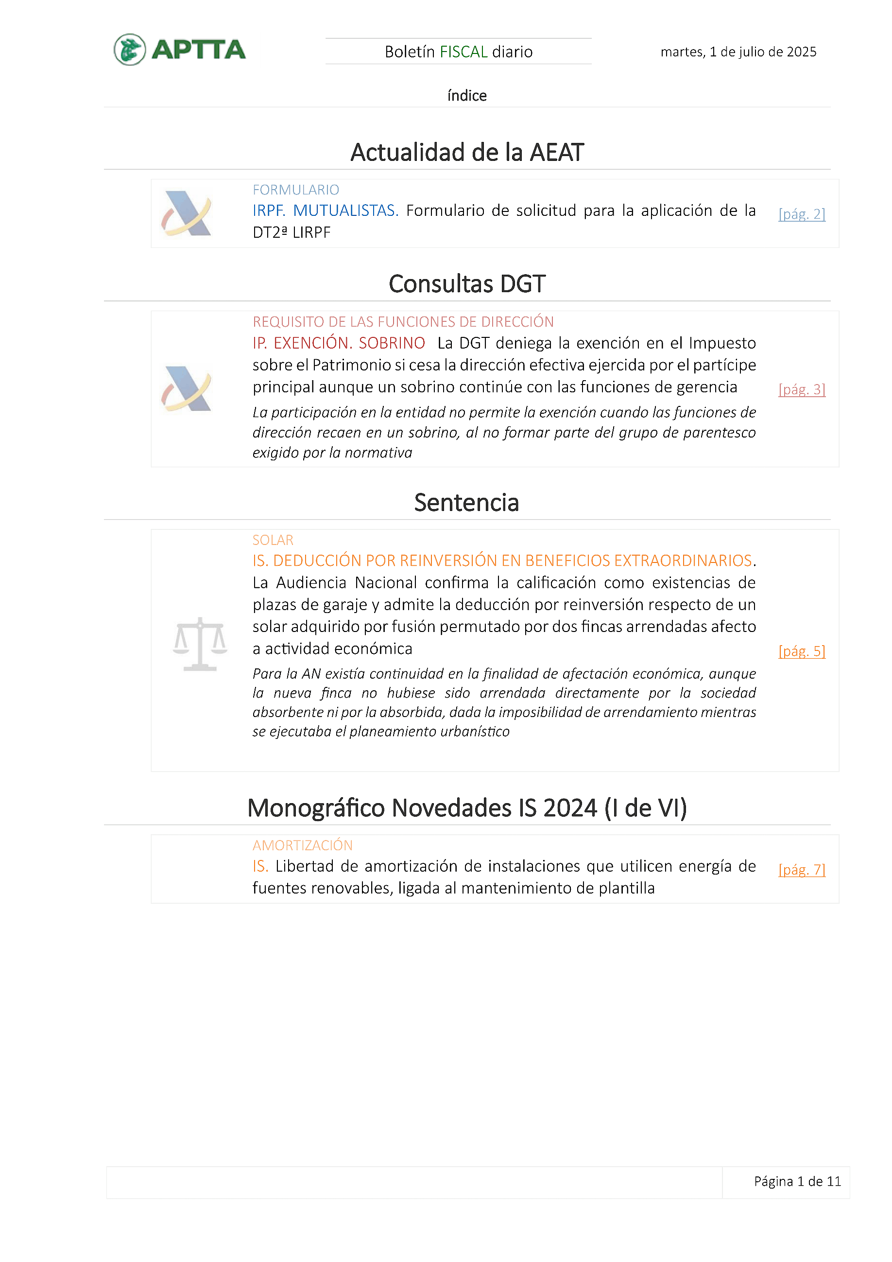 Boletín fiscal 01/07/2025