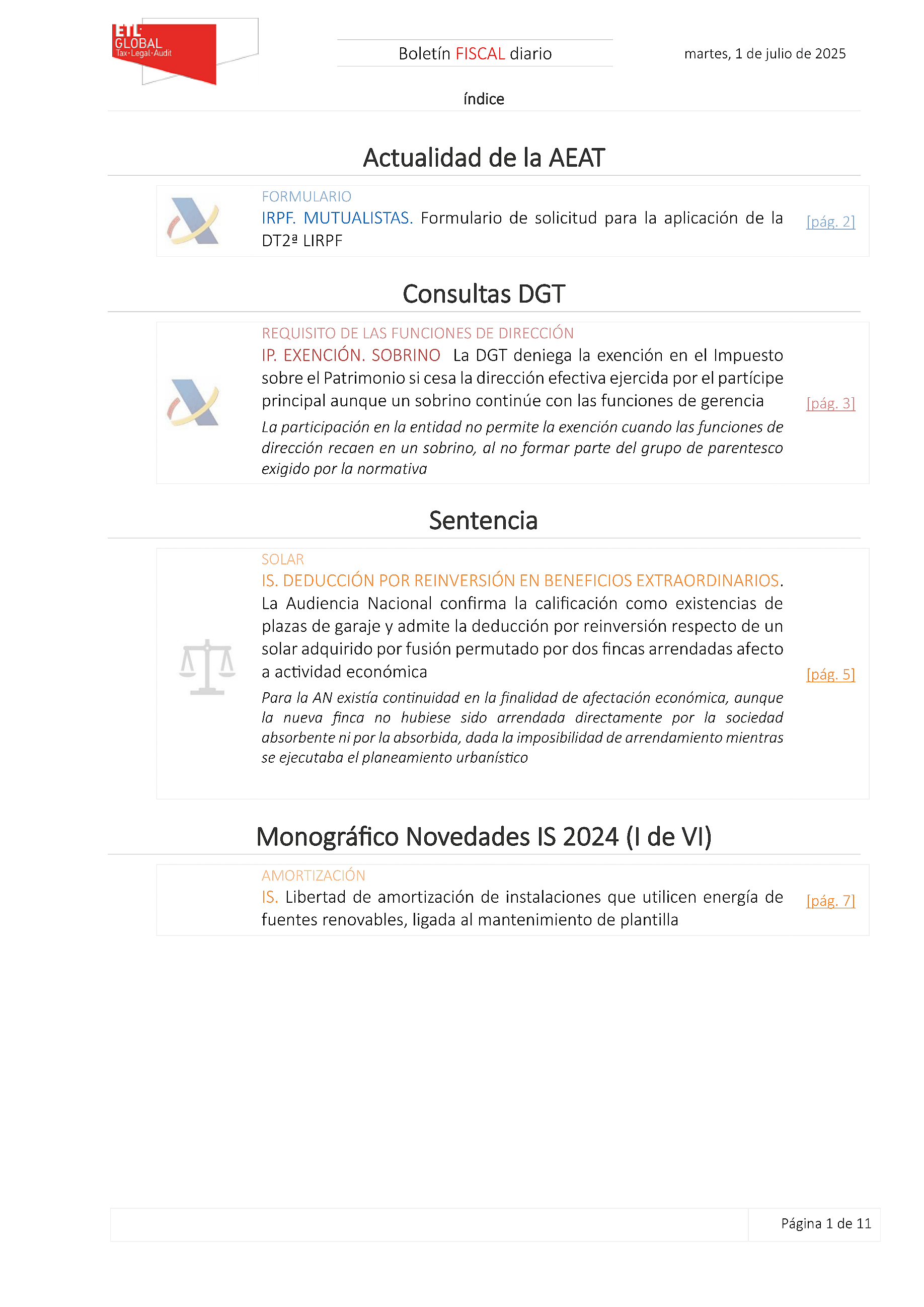 Boletín fiscal 01/07/2025
