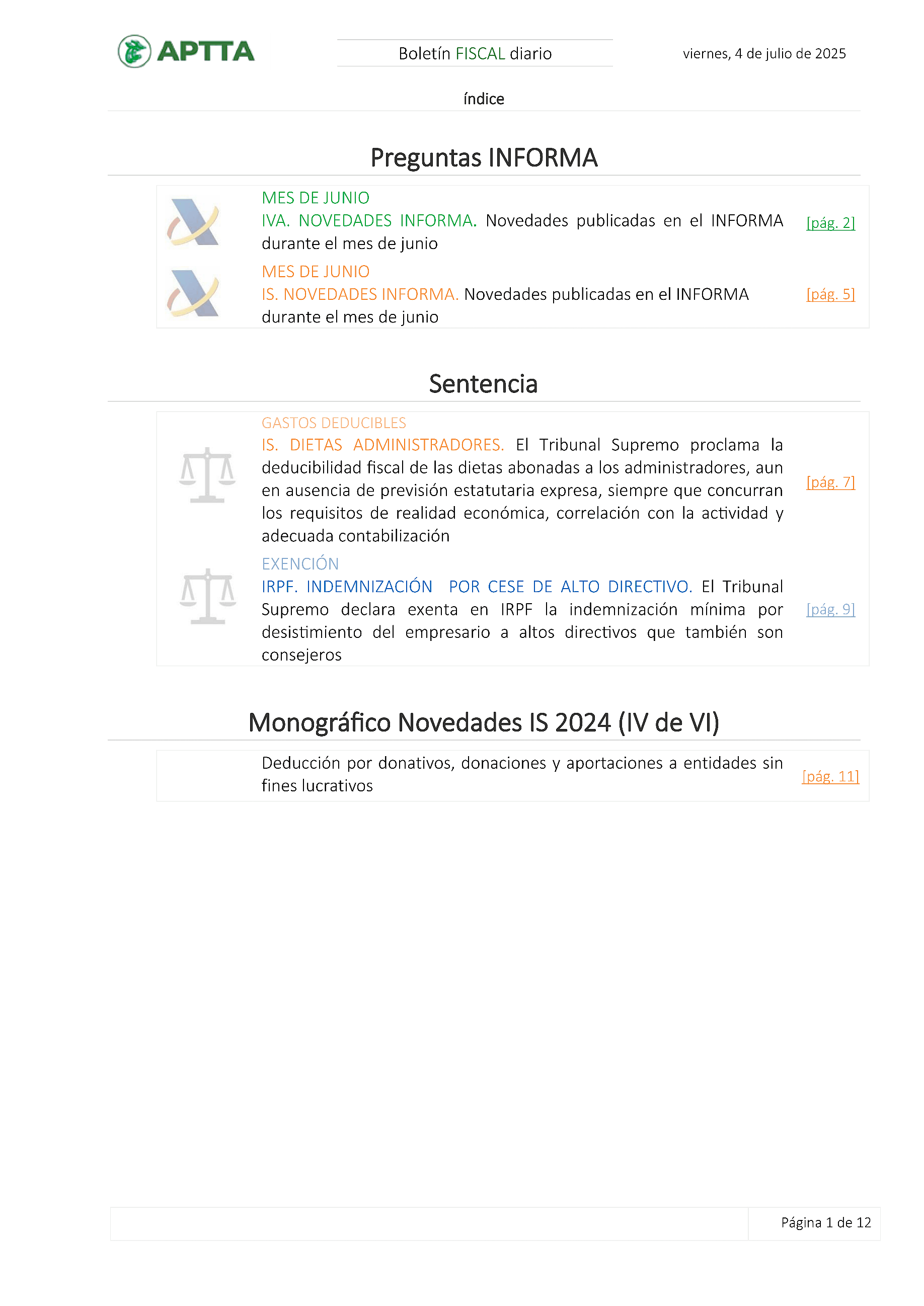 Boletín fiscal 04/07/2025