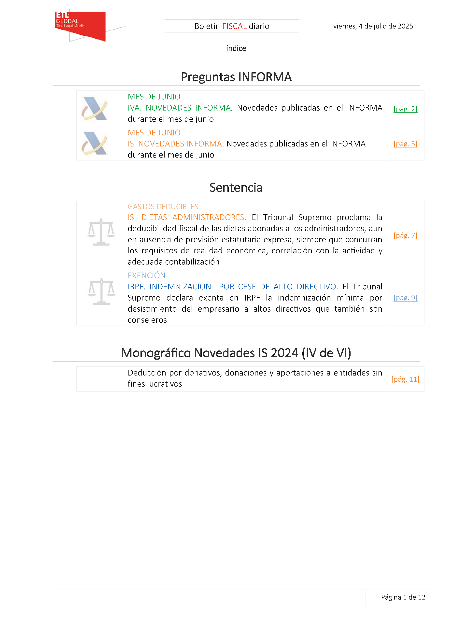 Boletín fiscal 04/07/2025
