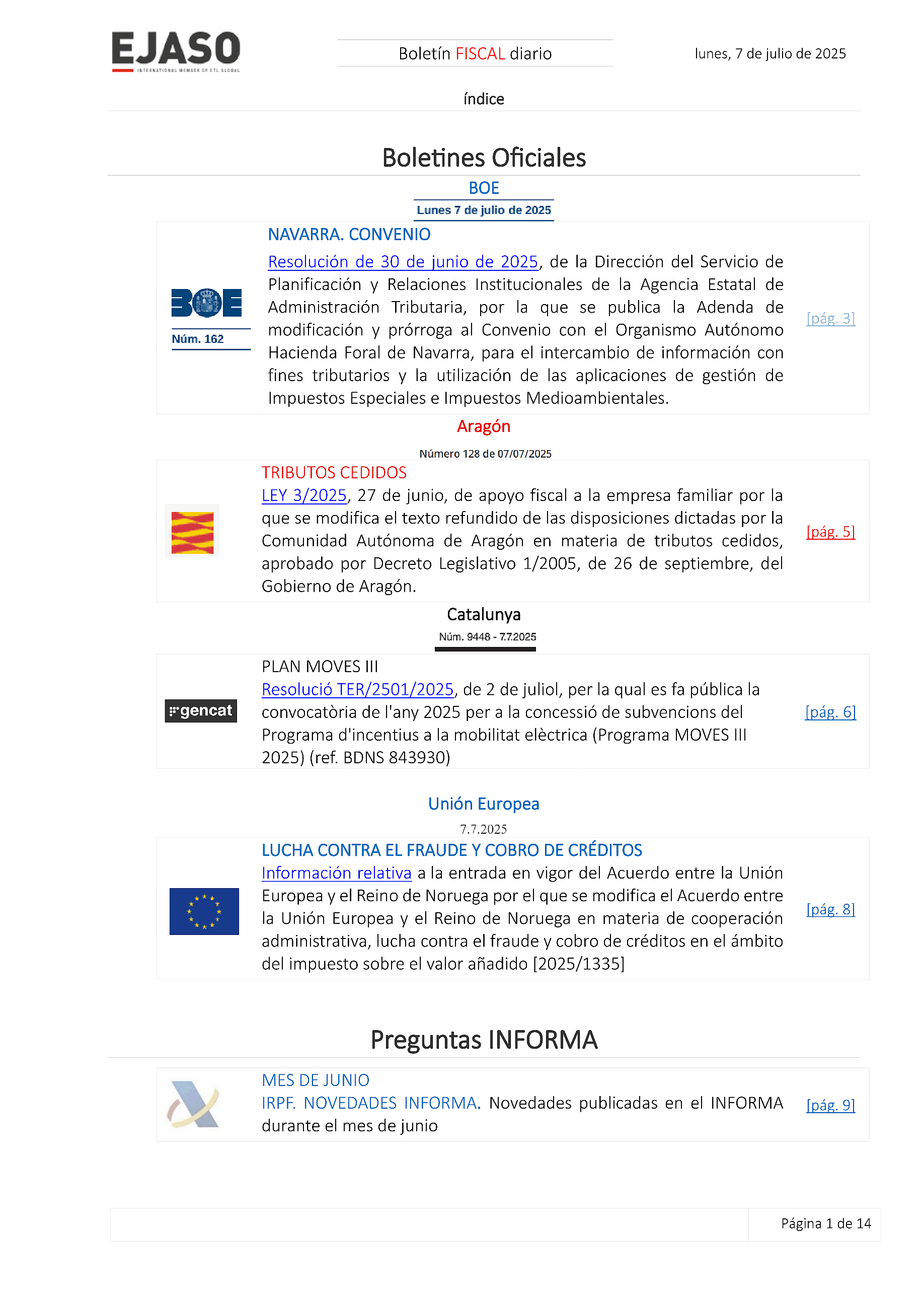 Boletín fiscal 07/07/2025