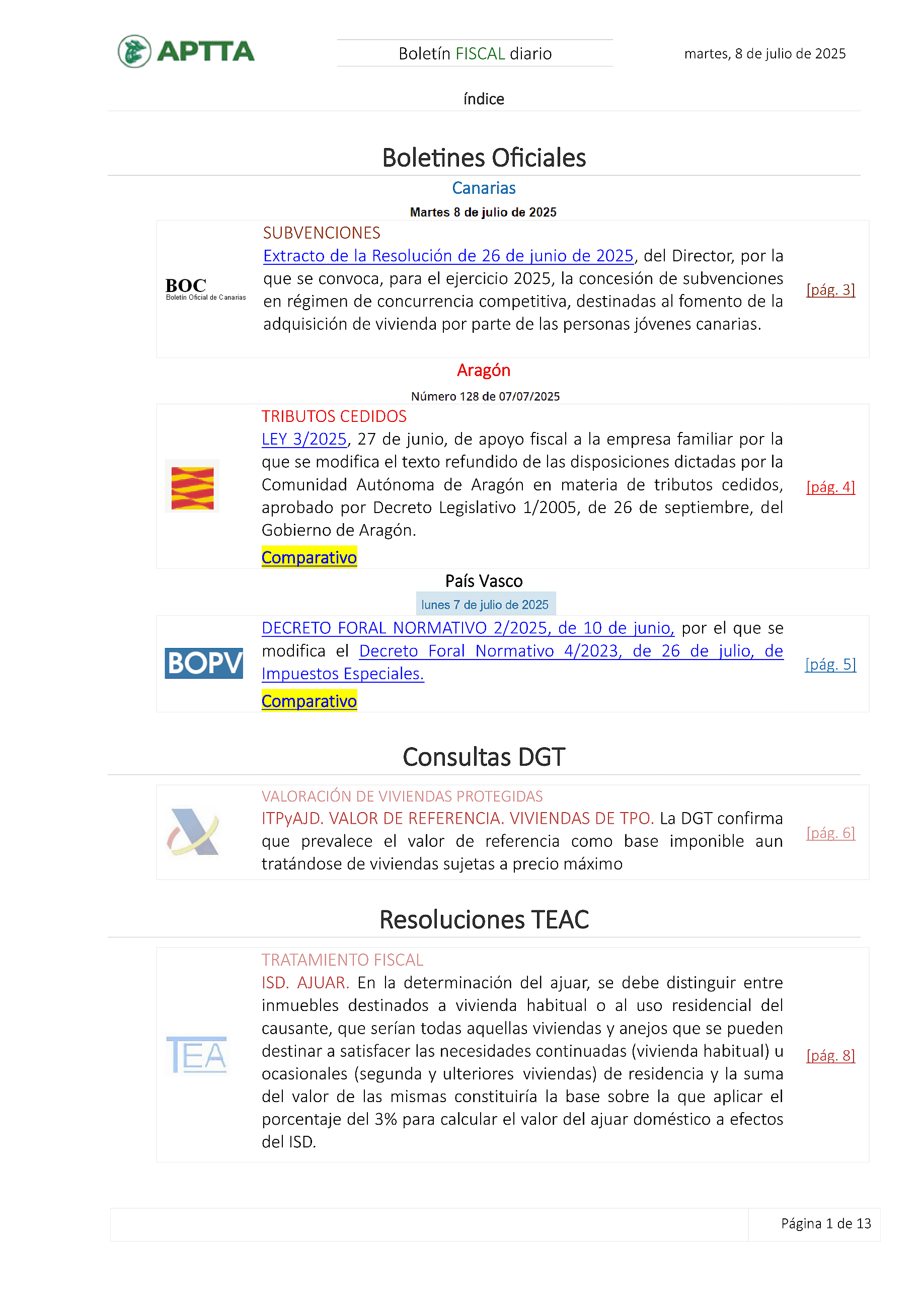 Boletín fiscal 08/07/2025