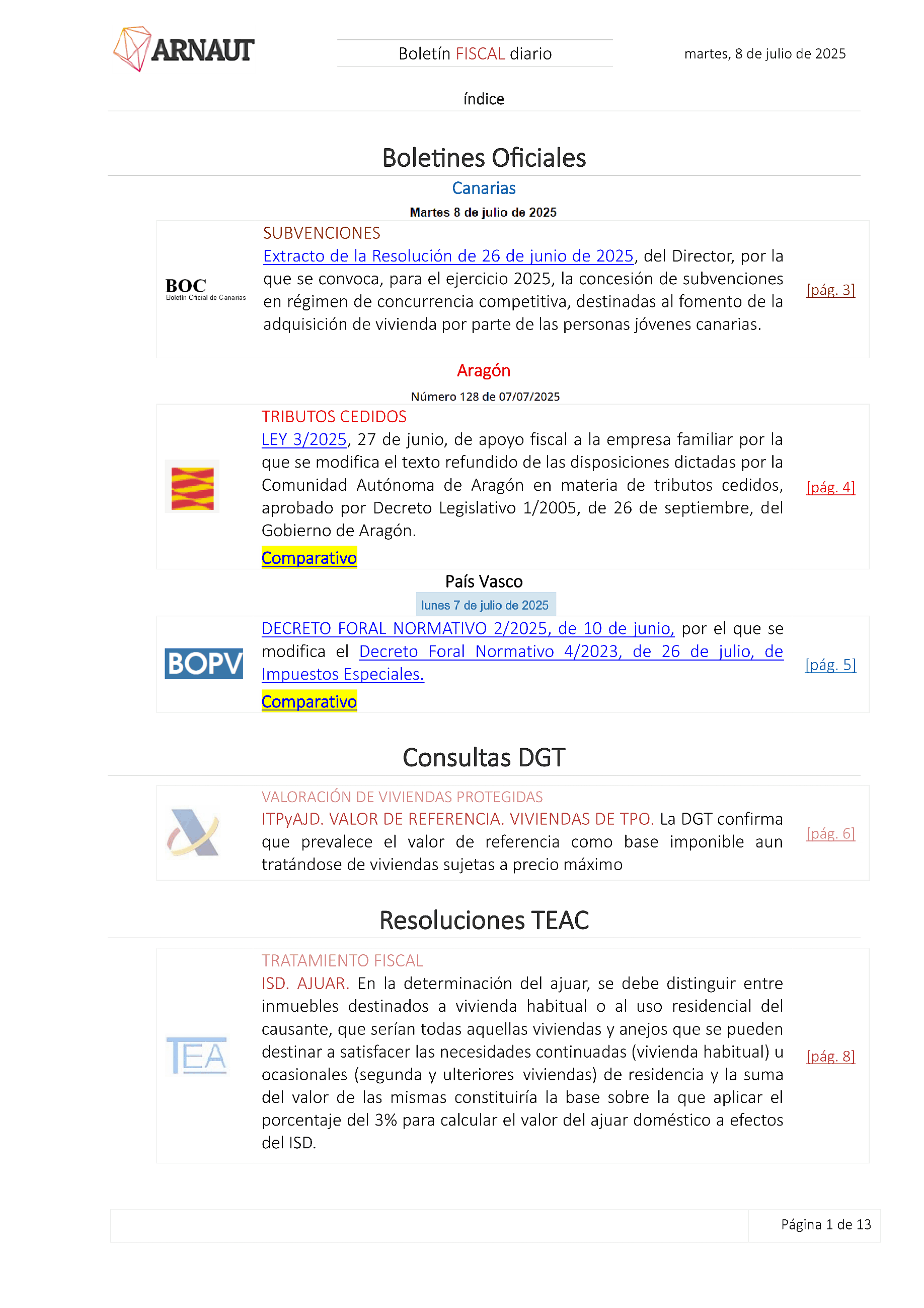 Boletín fiscal 08/07/2025
