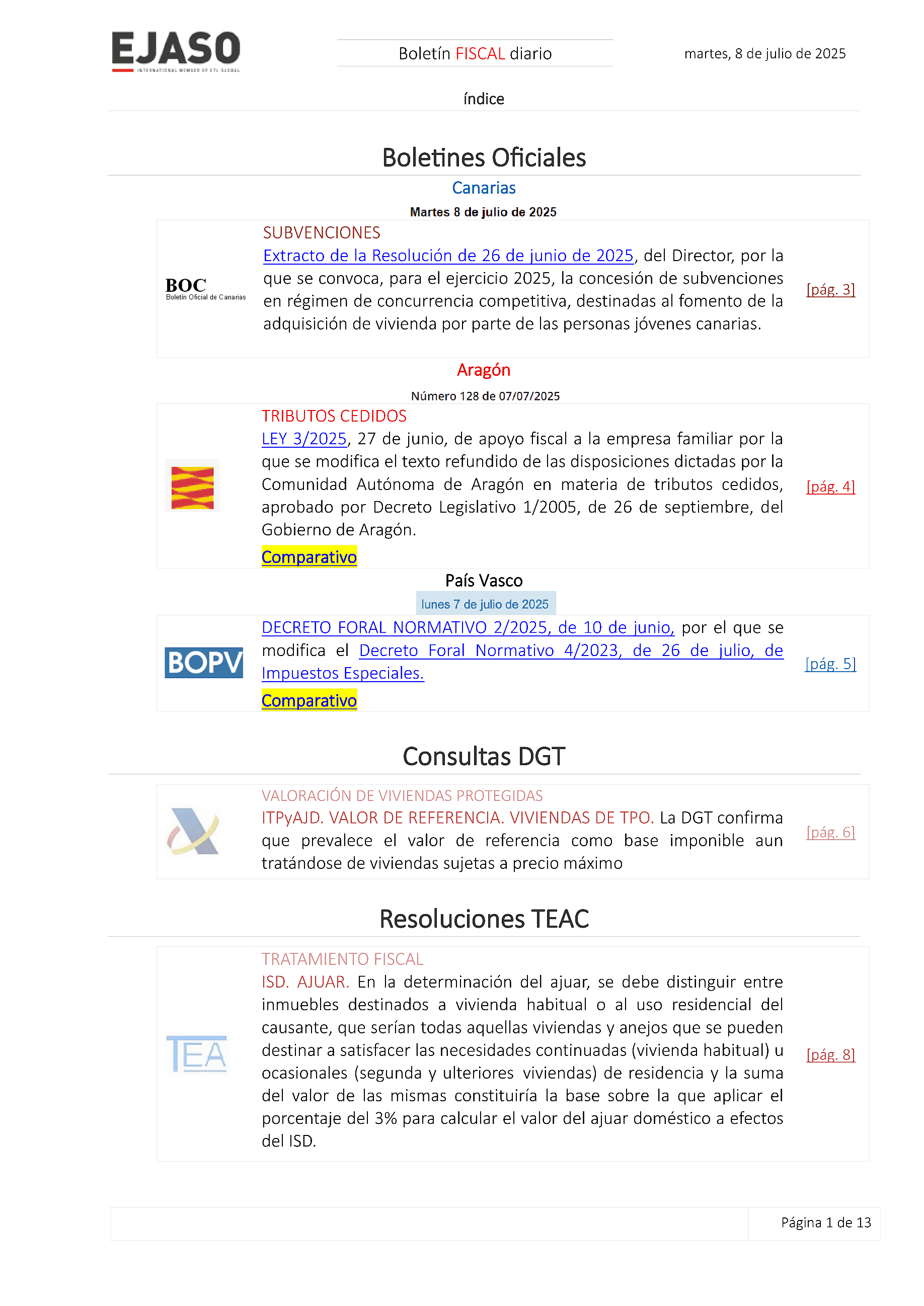 Boletín fiscal 08/07/2025