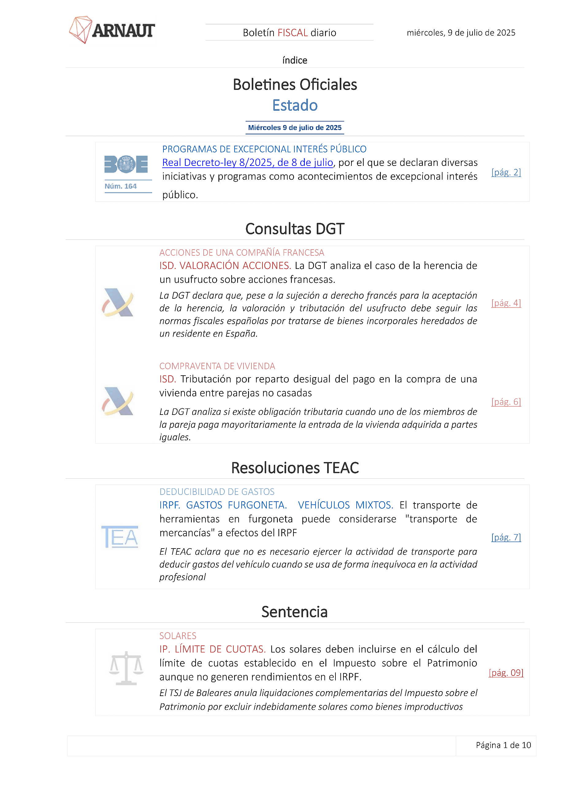 Boletín fiscal 09/07/2025