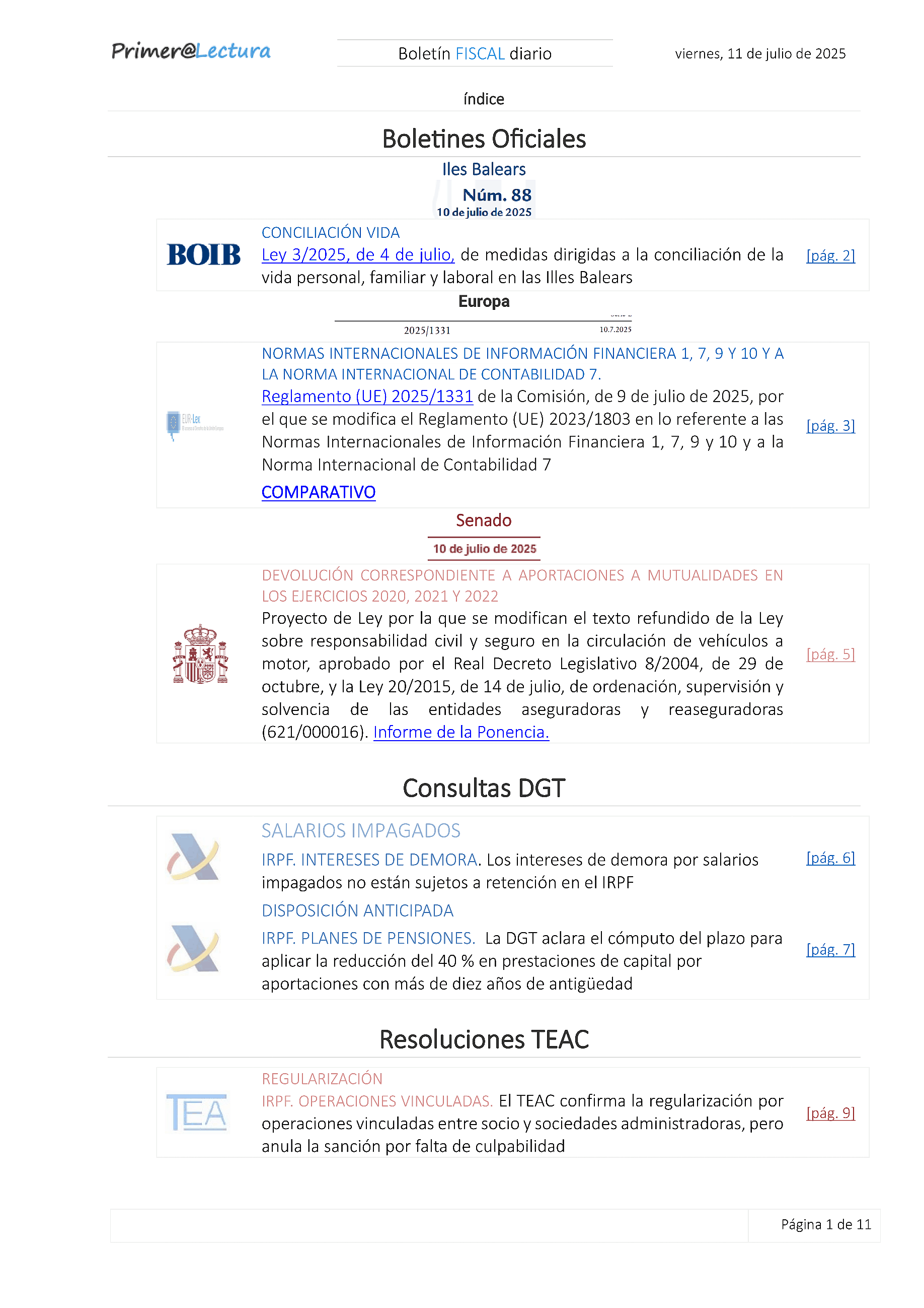 Boletín fiscal 11/07/2025