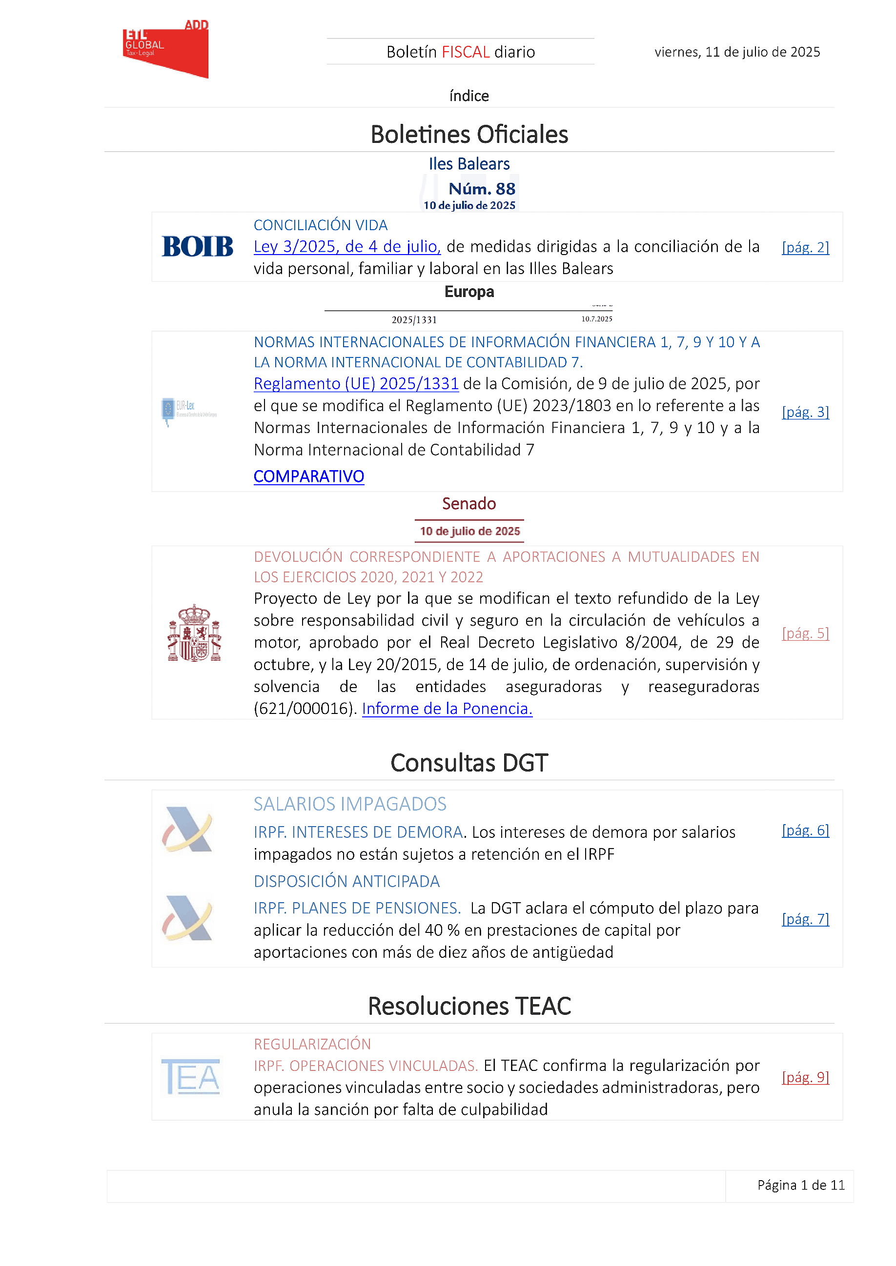 Boletín fiscal 11/07/2025