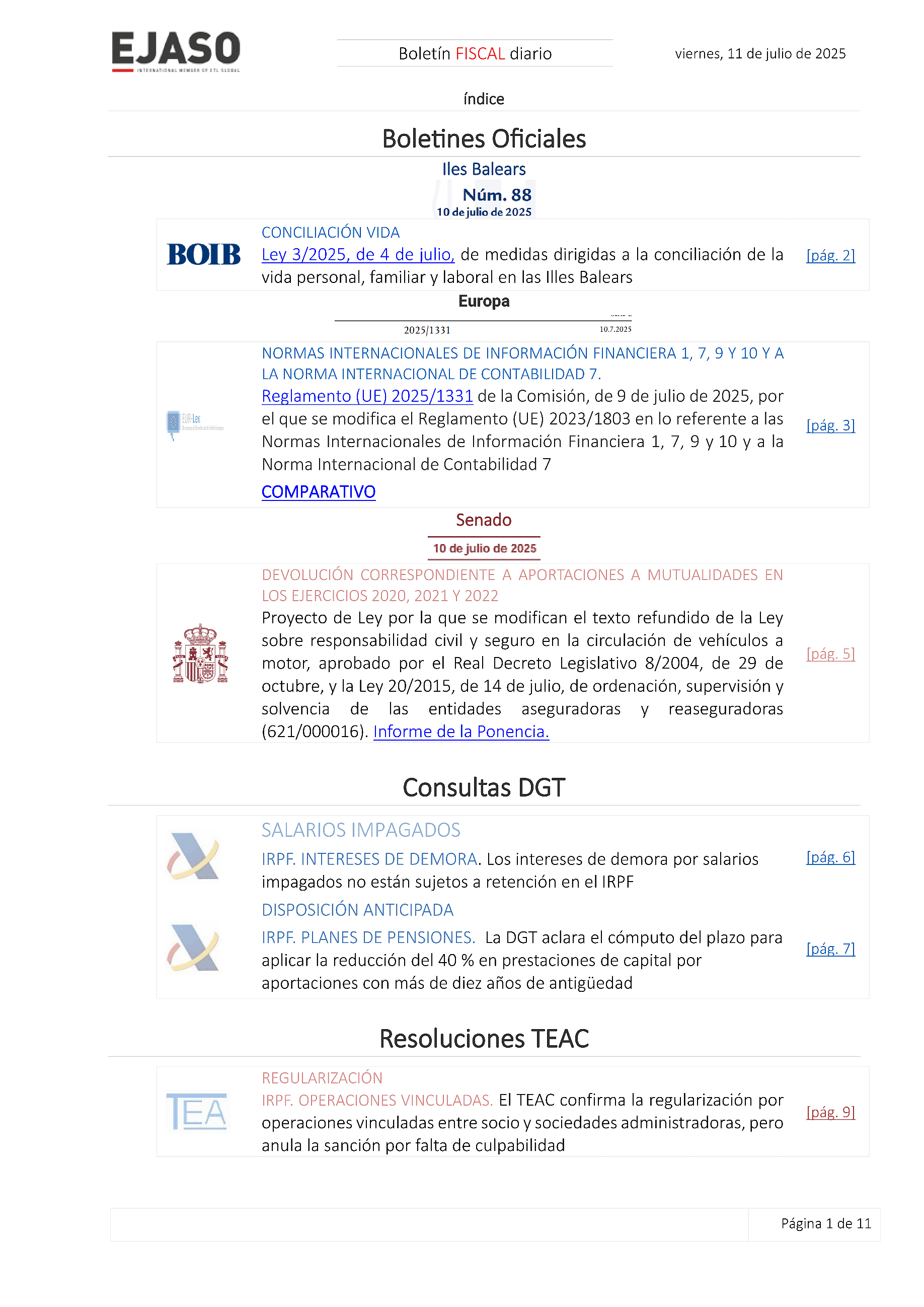 Boletín fiscal 11/07/2025