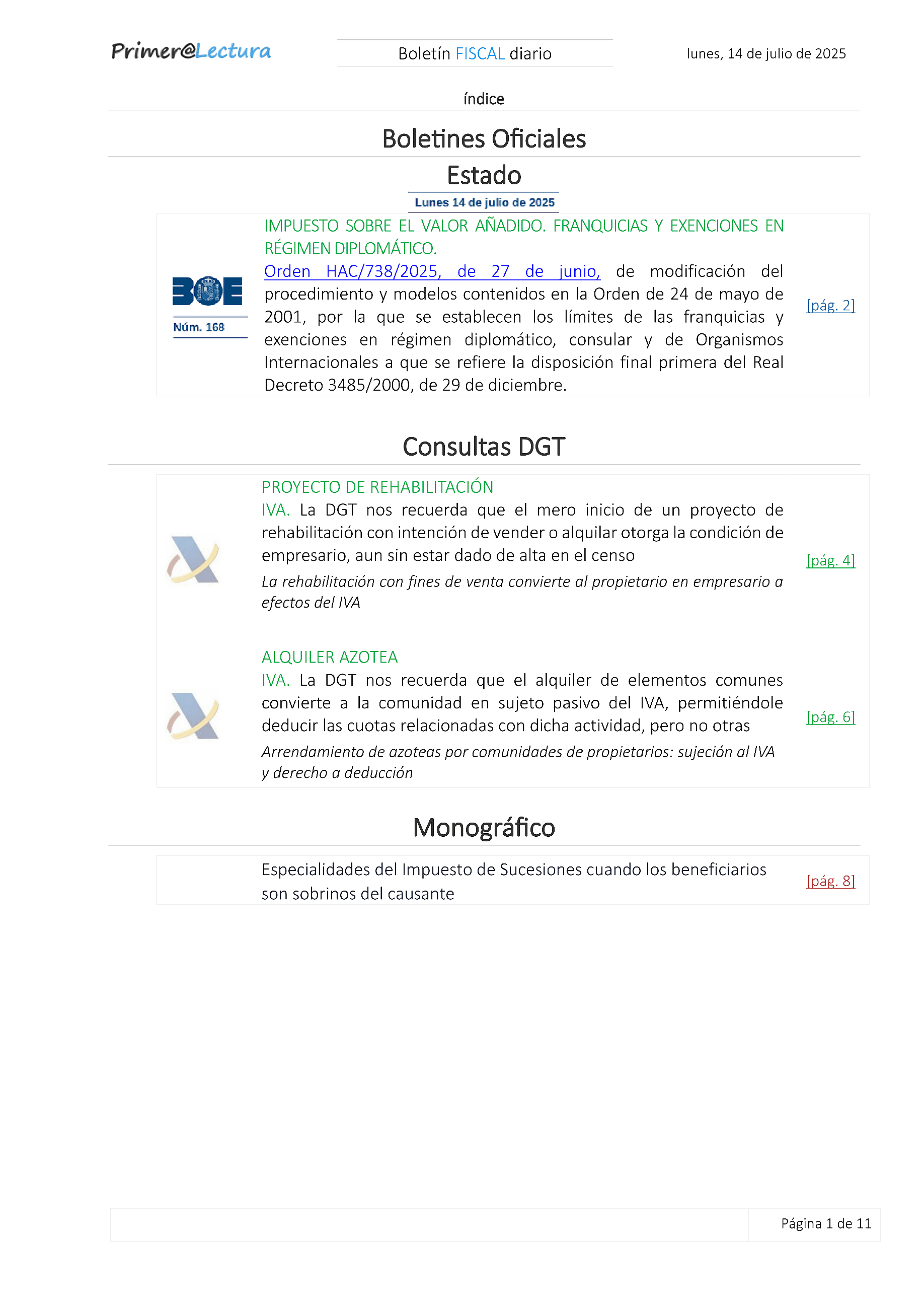 Boletín fiscal 14/07/2025