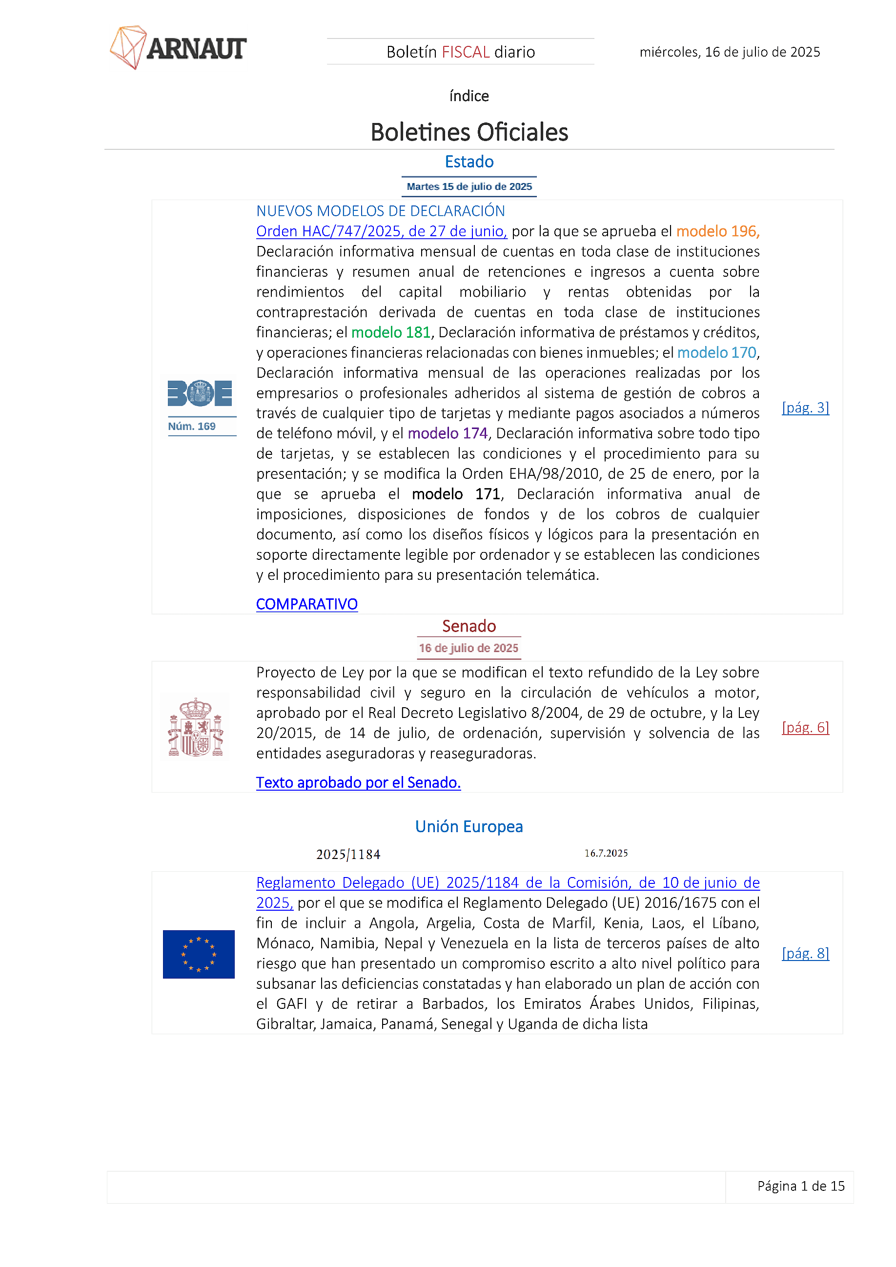 Boletín fiscal 16/07/2025